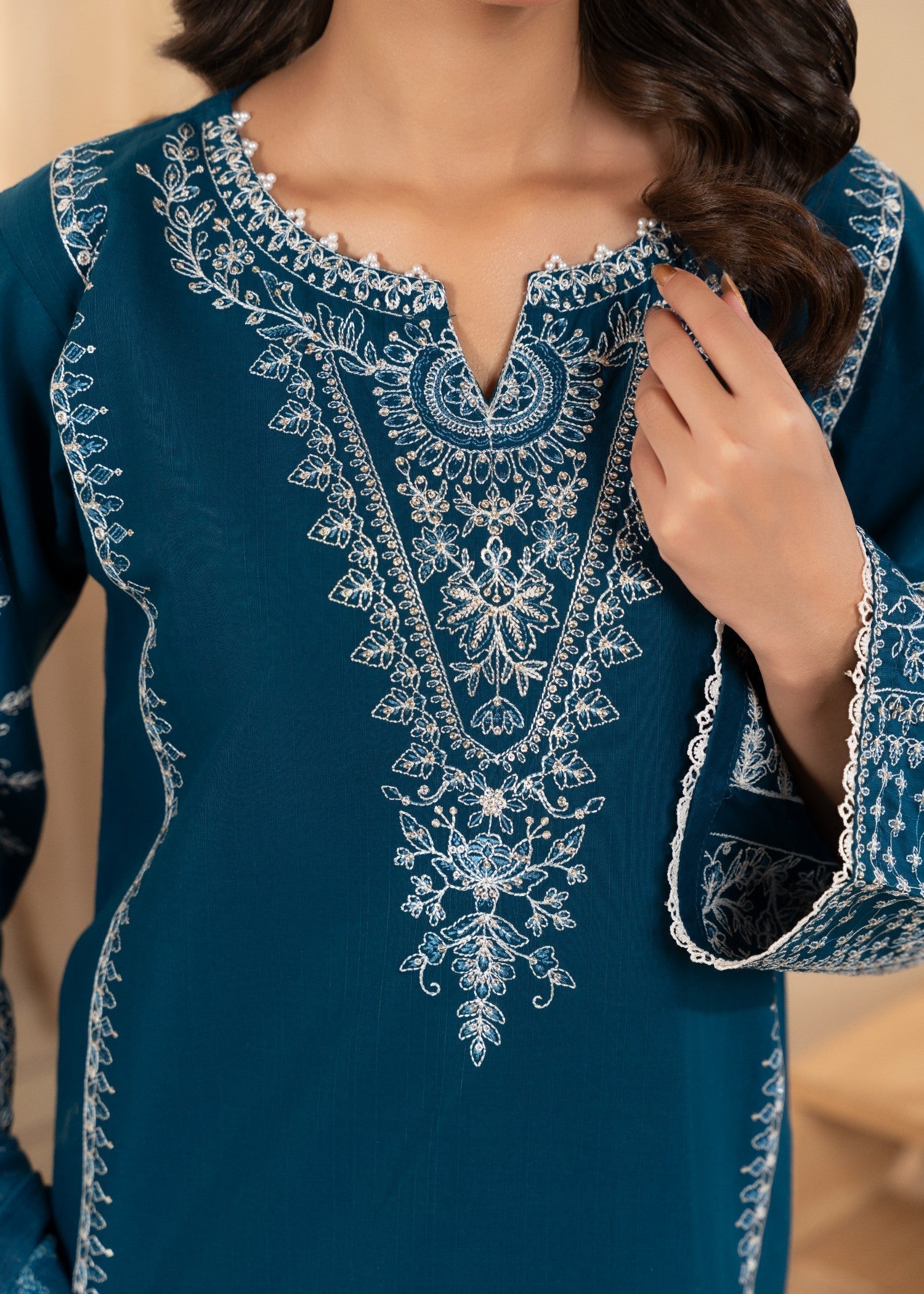 cotton Kurta Set in Cobalt blue