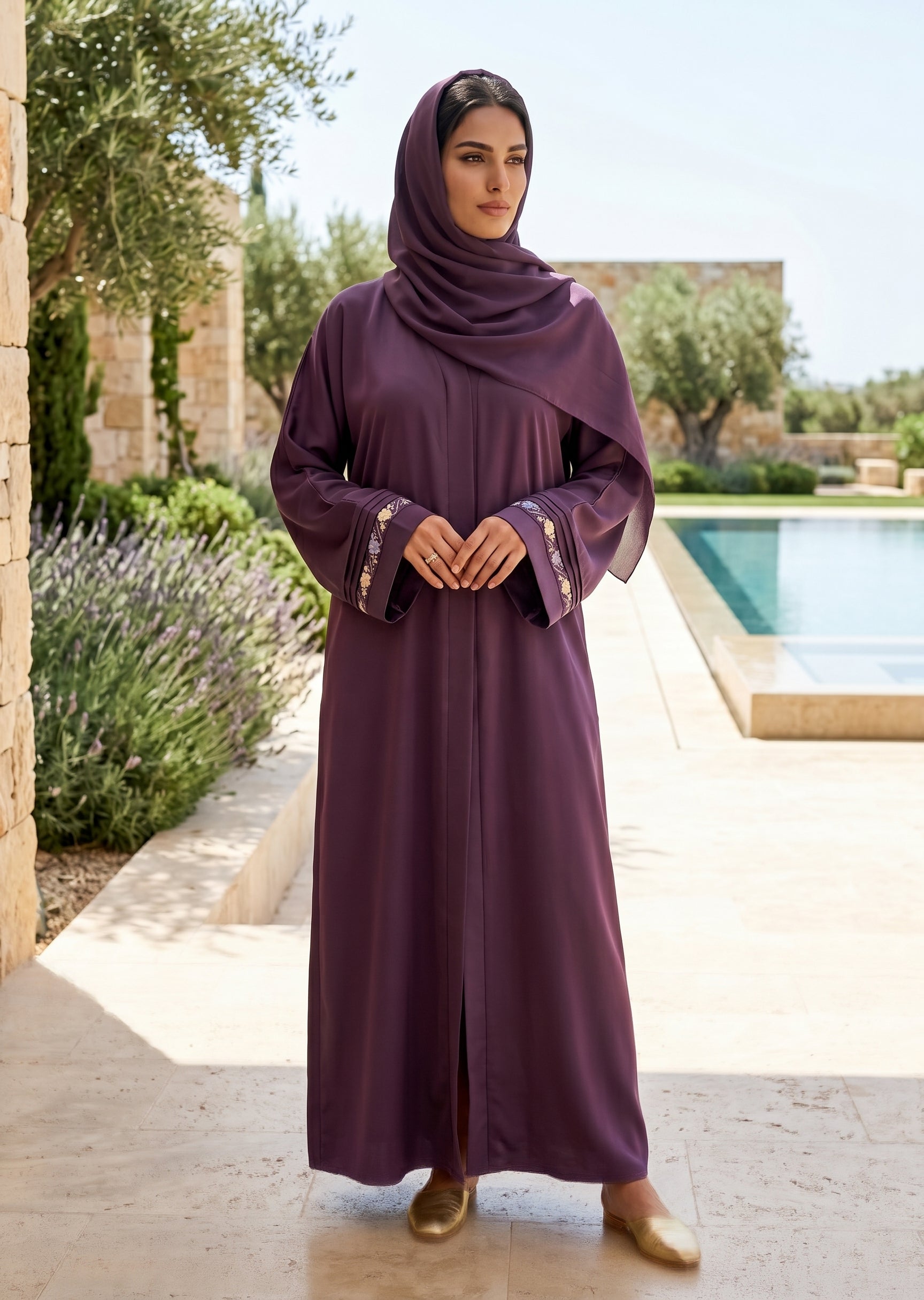 nidha Abaya in Plum