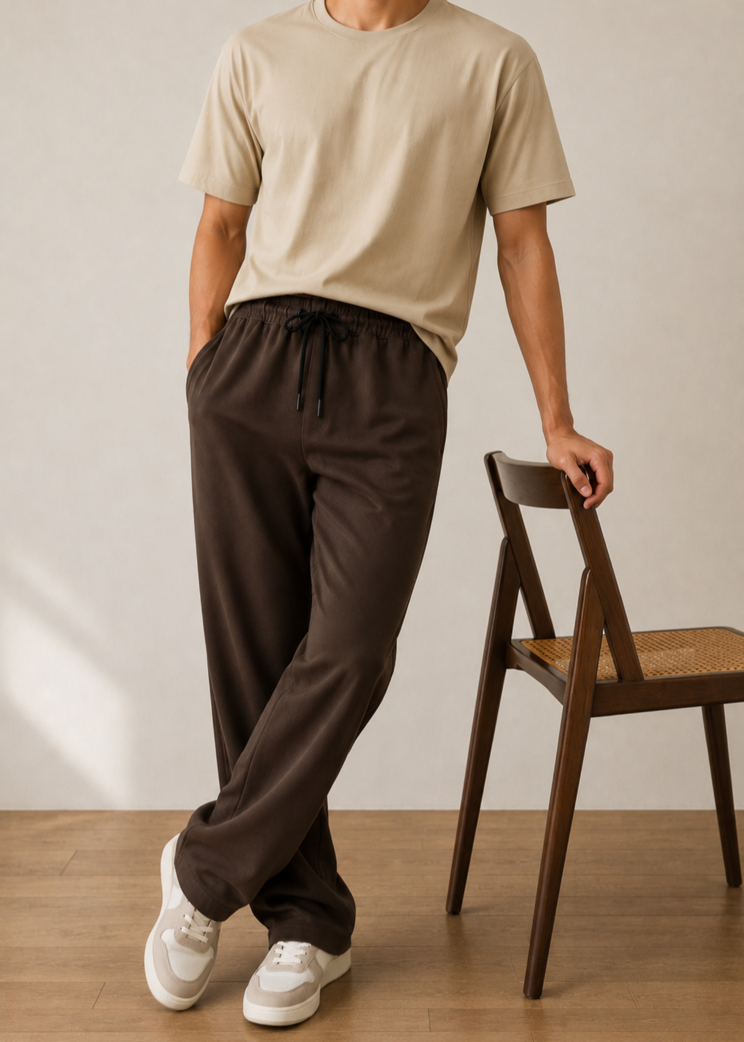 cotton jersey Trousers in Chocolate brown