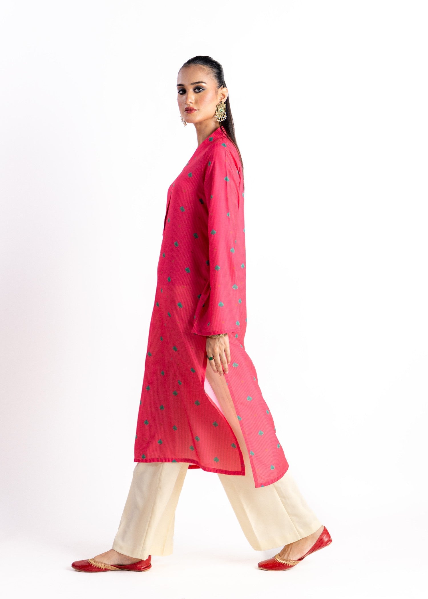 swiss lawn Kurti in Hot pink