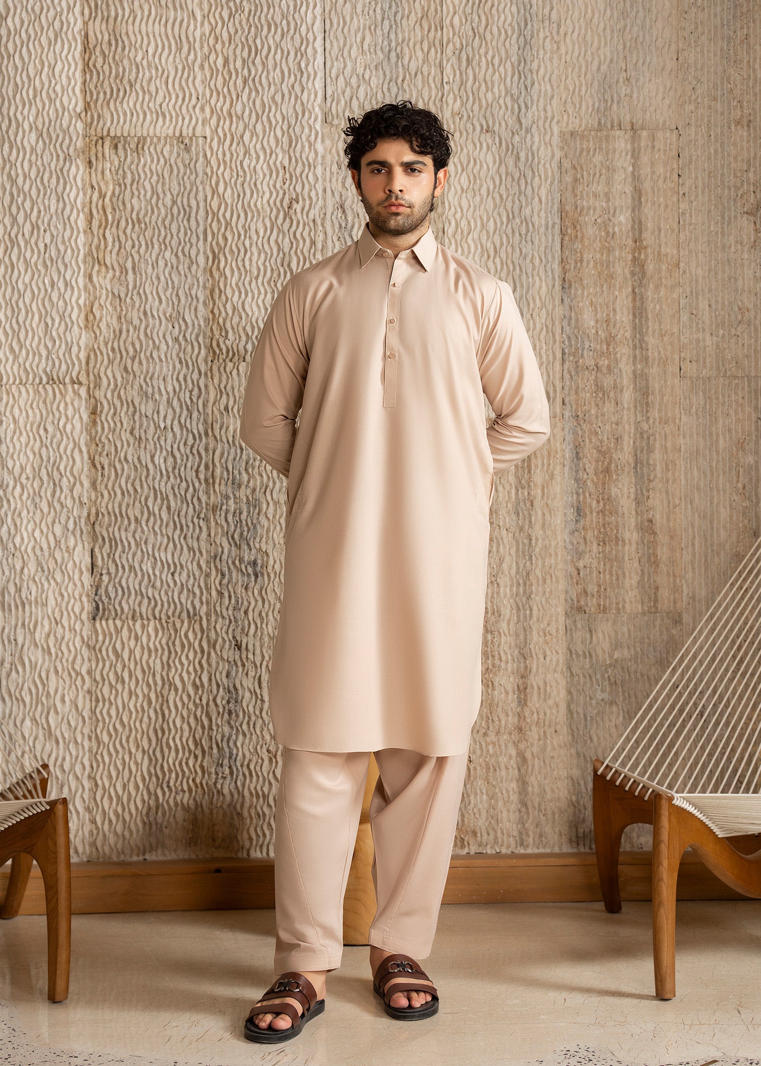 wash & wear Shalwar Kameez in Almond brown