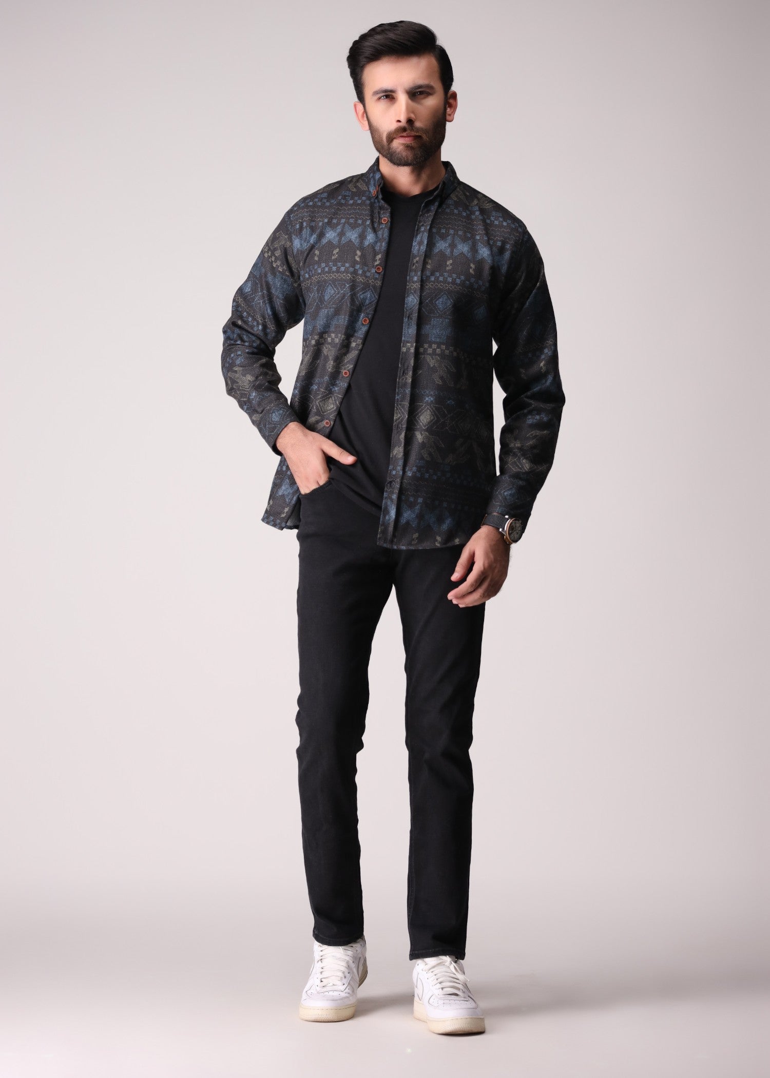 flannel Casual Shirt in Black