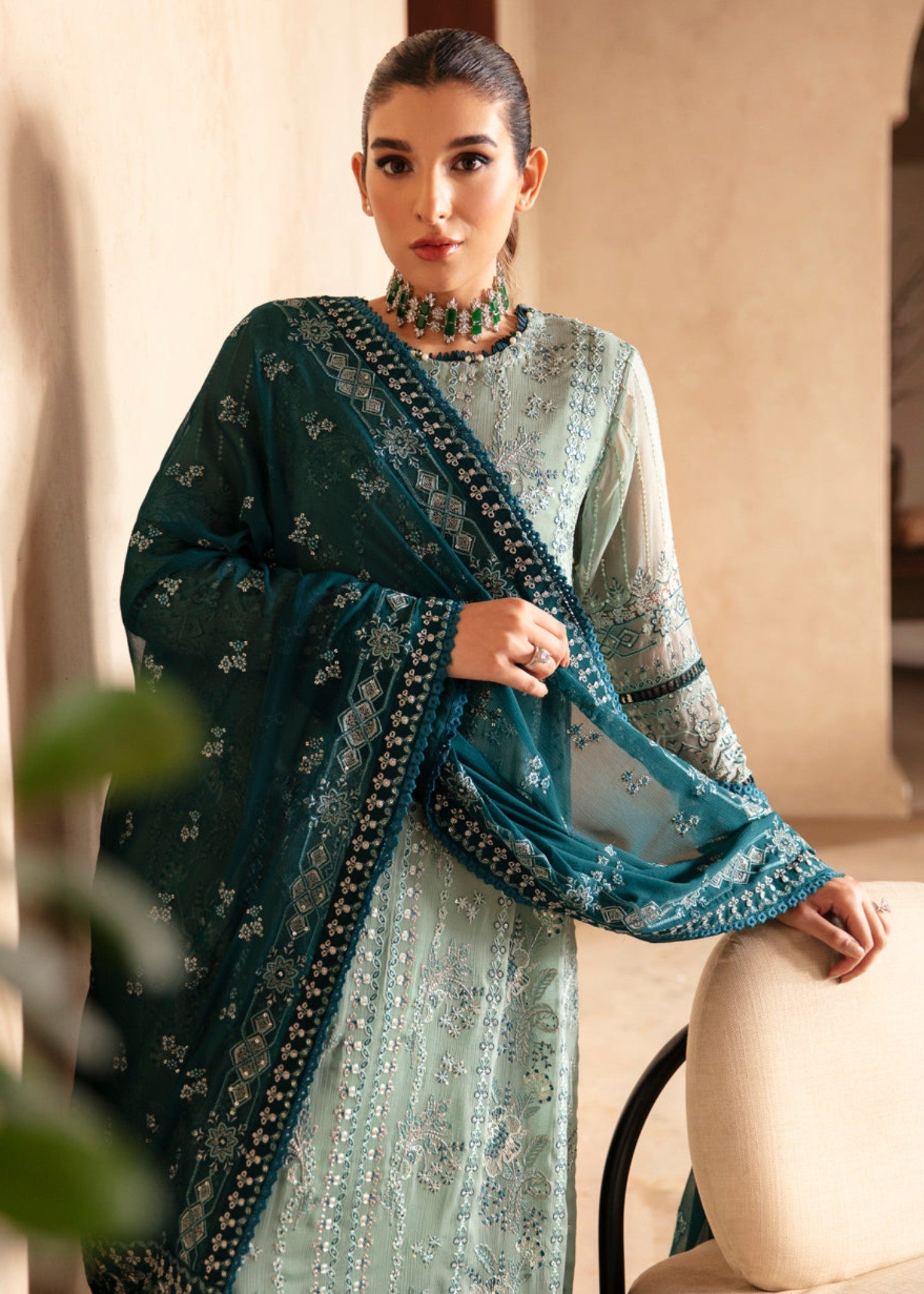 chiffon Unstitched in Green