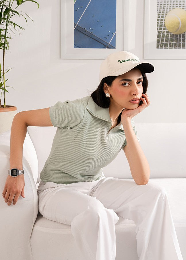 cotton Polo Shirt in Mint green