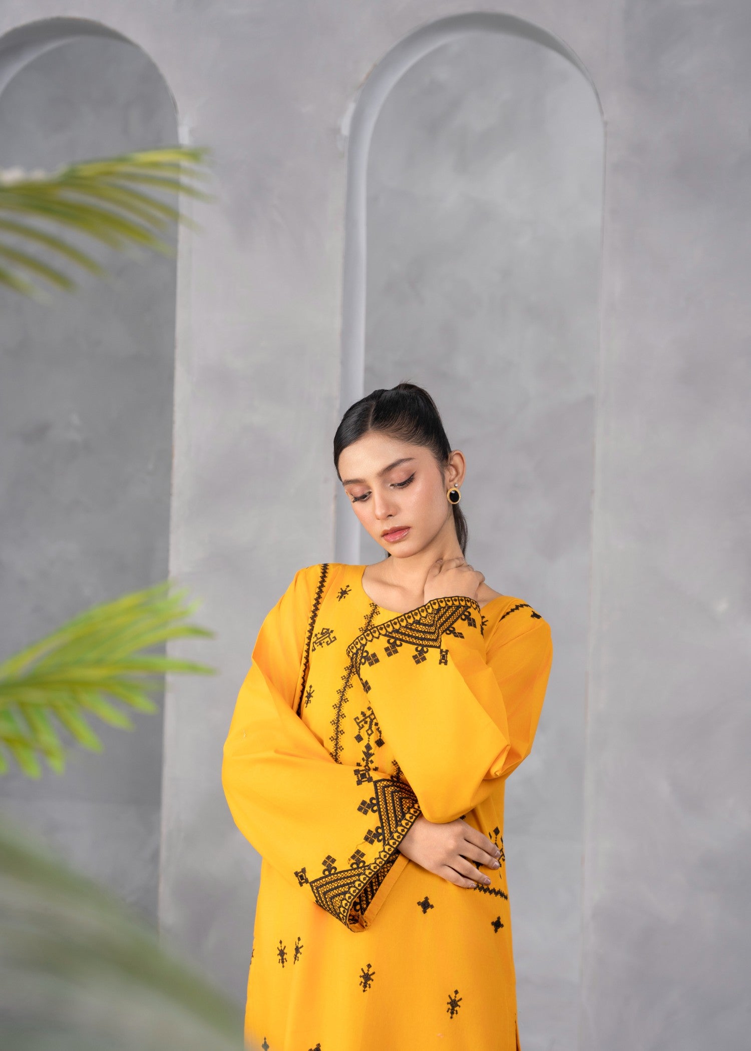 cotton Kurta Set in Amber
