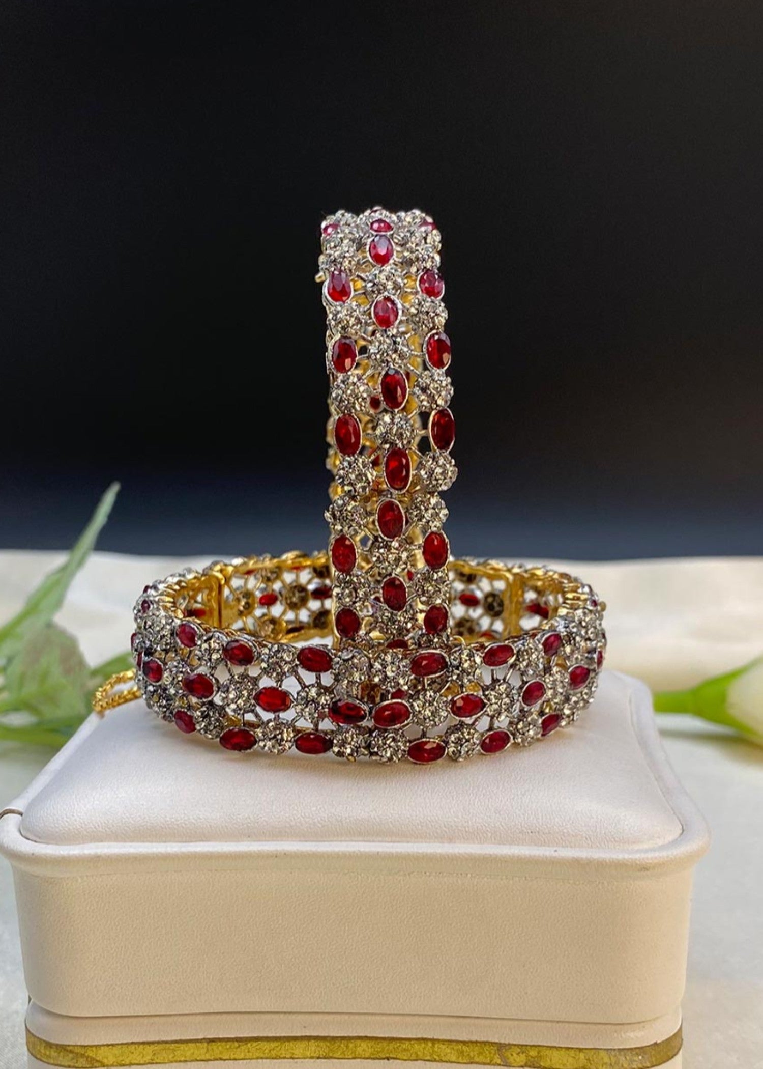 Bangles in Ruby red Color by - Trendy Women Bangles PBL7561