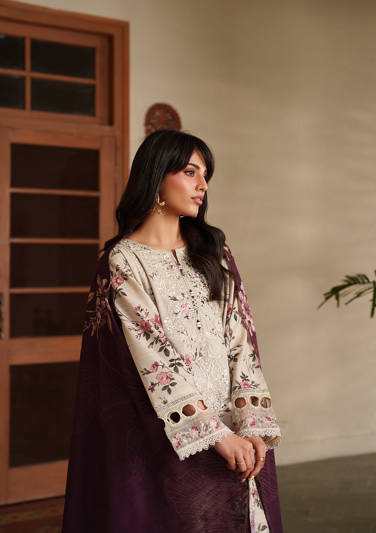 lawn Kurta Set in Alabaster