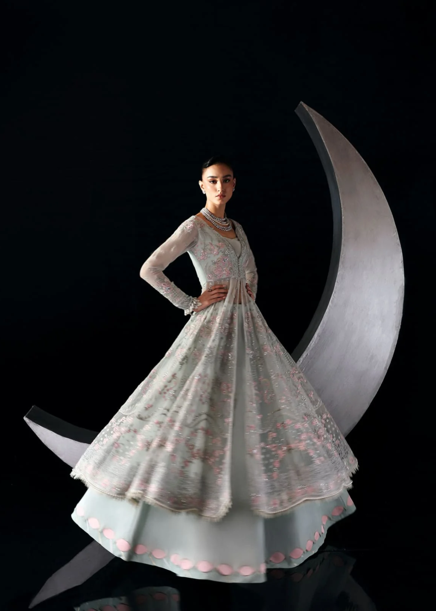 chiffon Lehenga in Powder blue