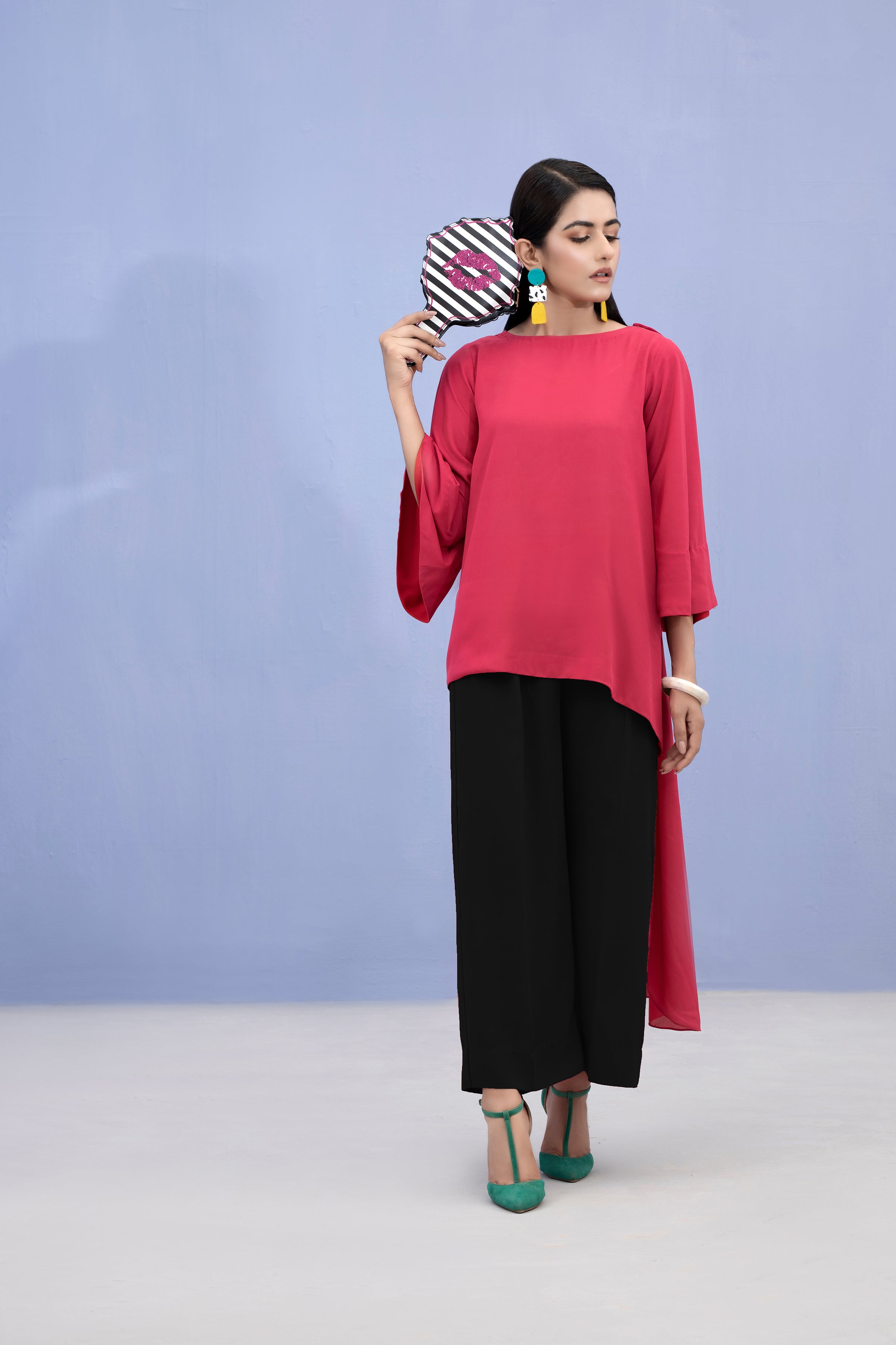 crepe georgette Top in Pastel pink