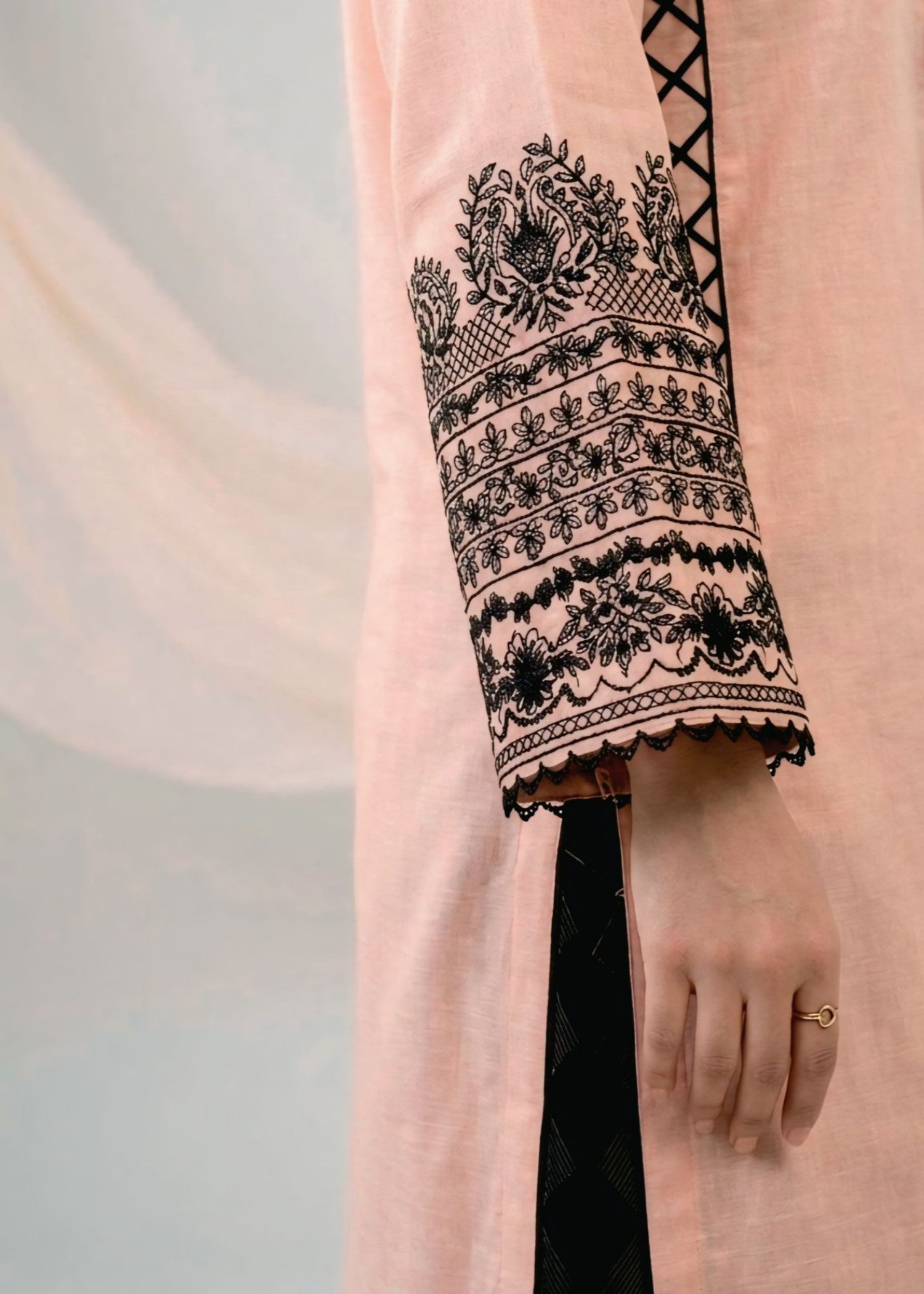 indian raw silk Kurta Set in Tea rose pink