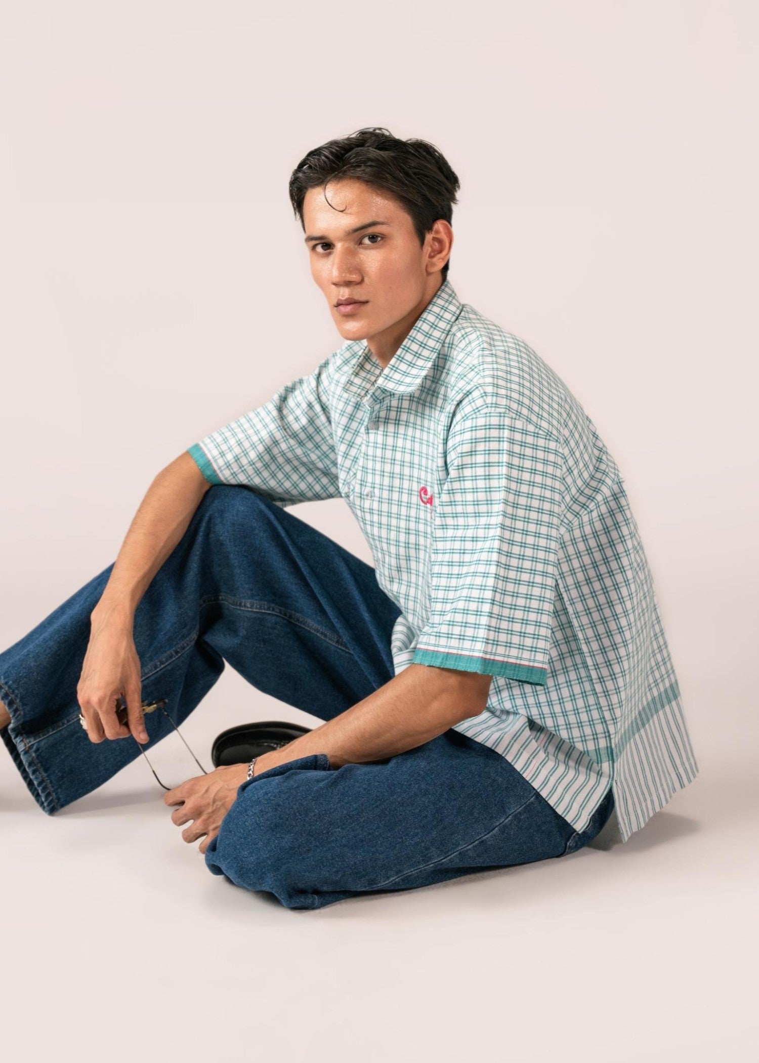 cotton Casual Shirt in Pacific blue