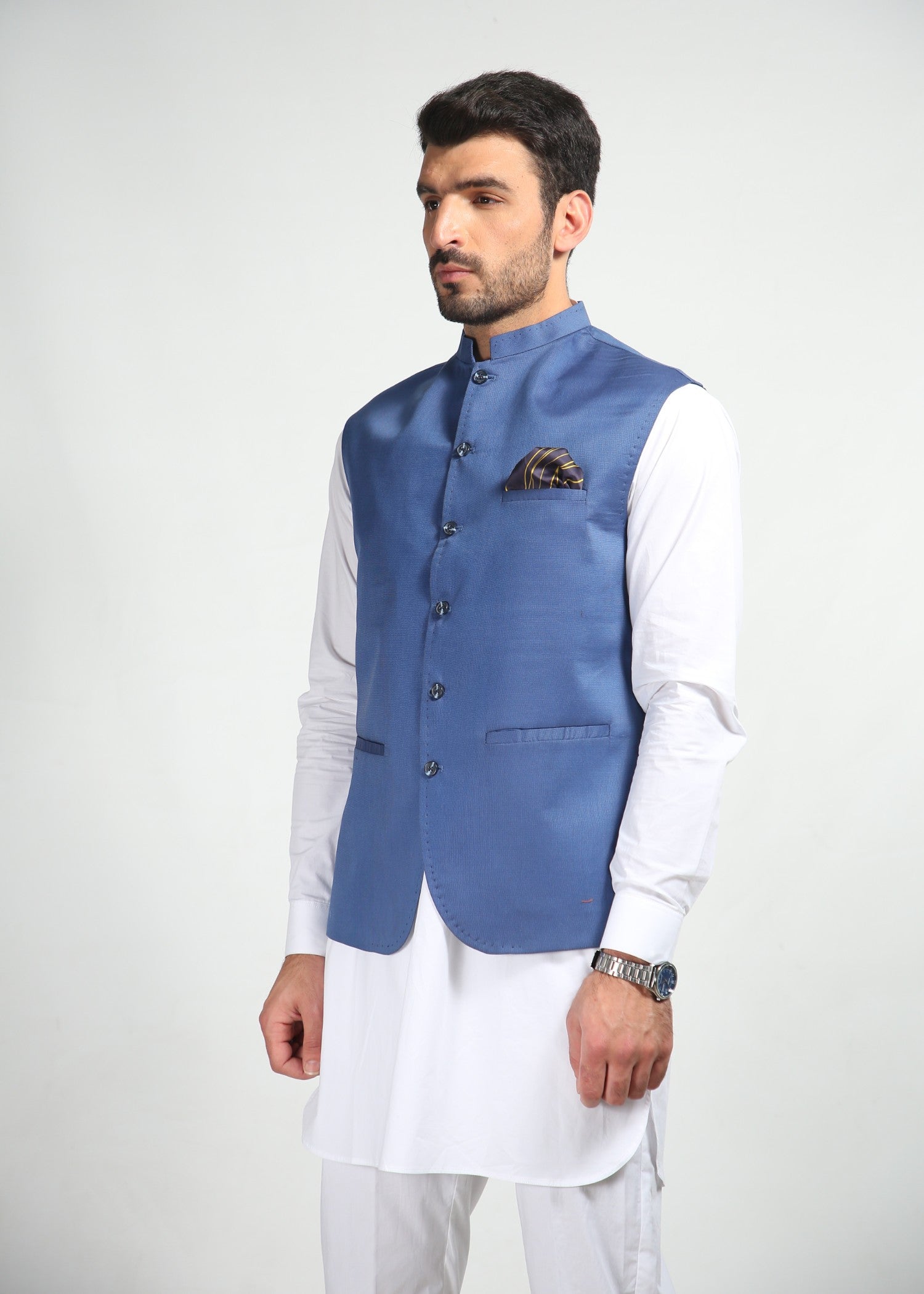 linen Waistcoat in Blue