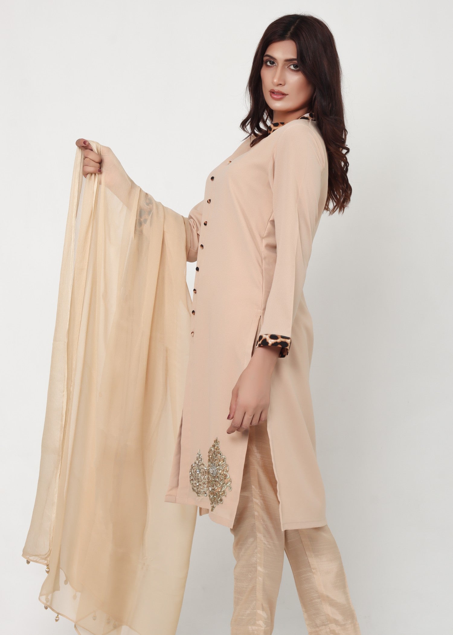 georgette Kurta Set in Beige