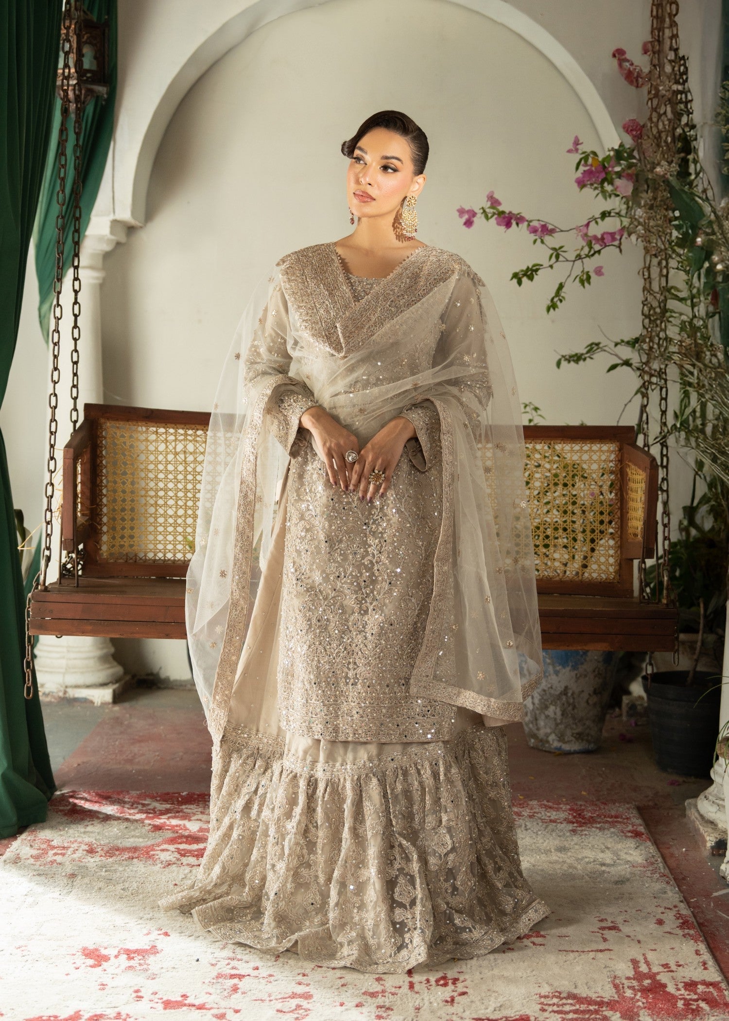 net Gharara in Silver