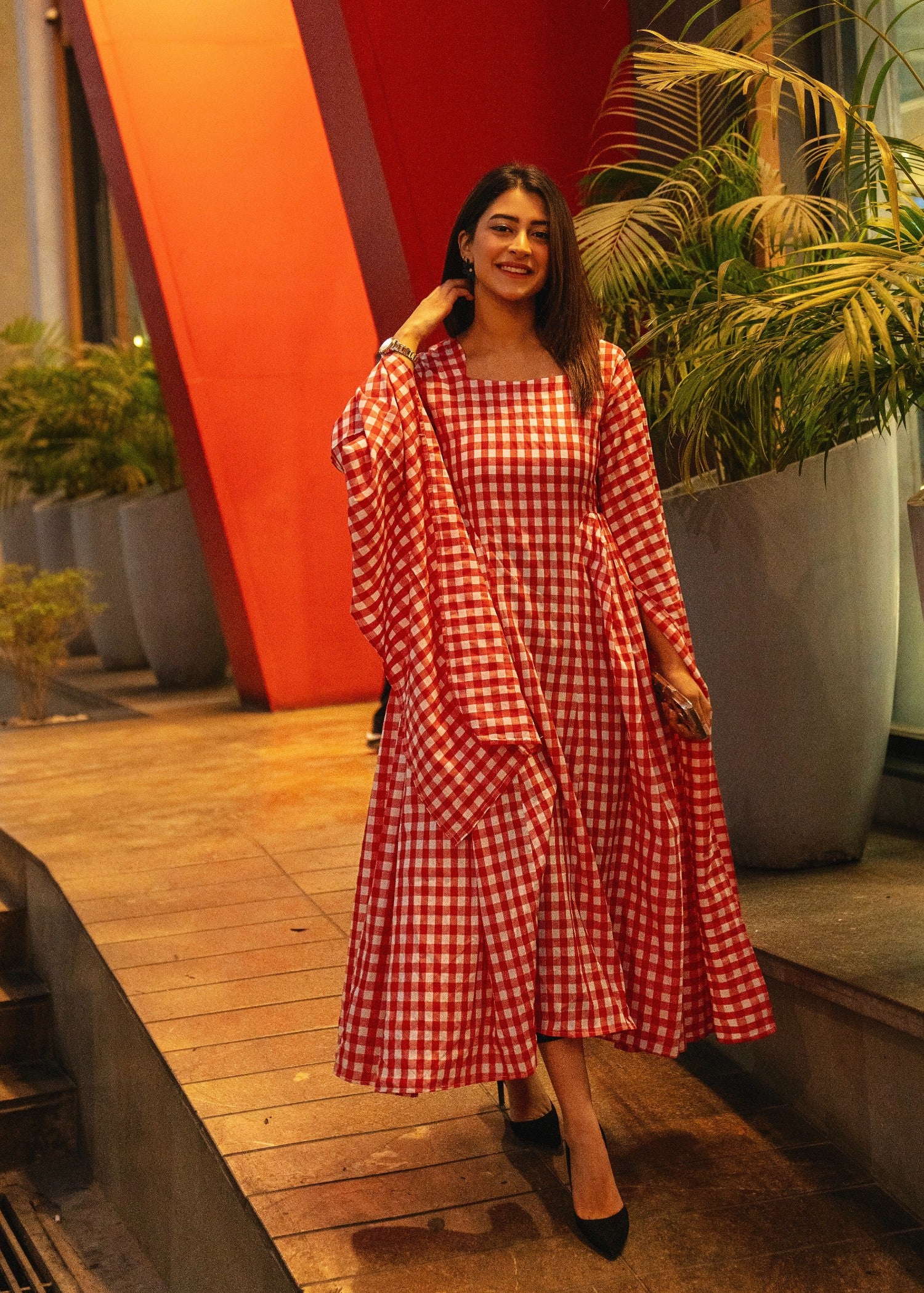 cotton Maxi in Red, white