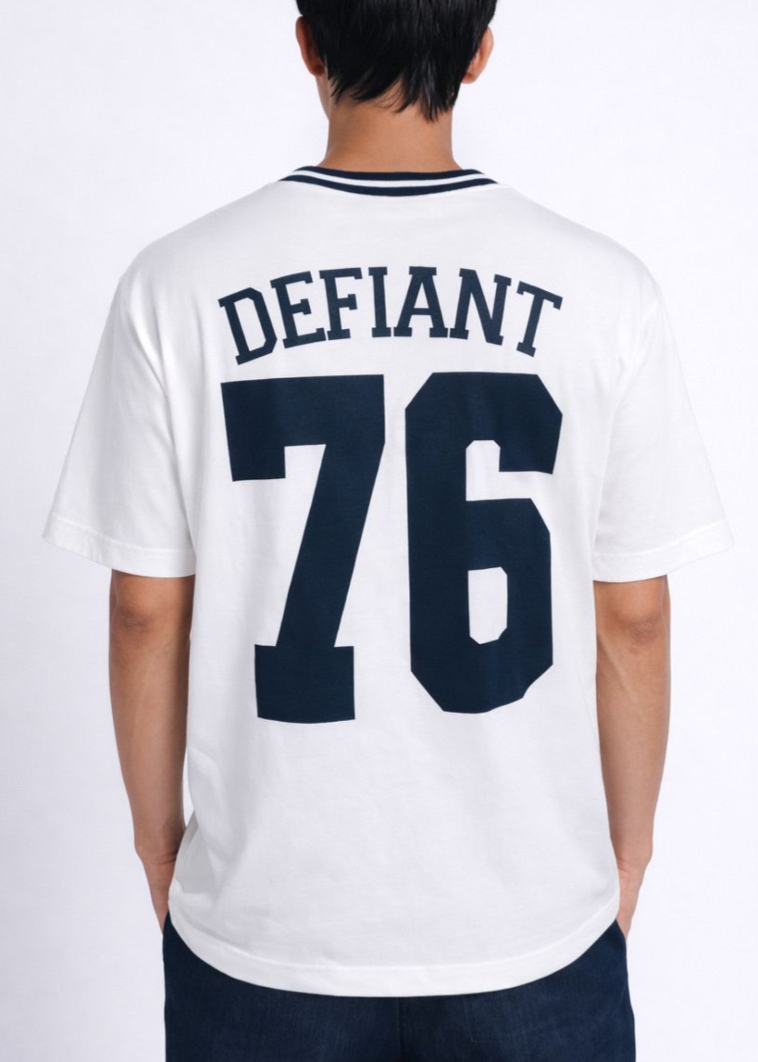cotton T Shirt in Midnight blue, off-white