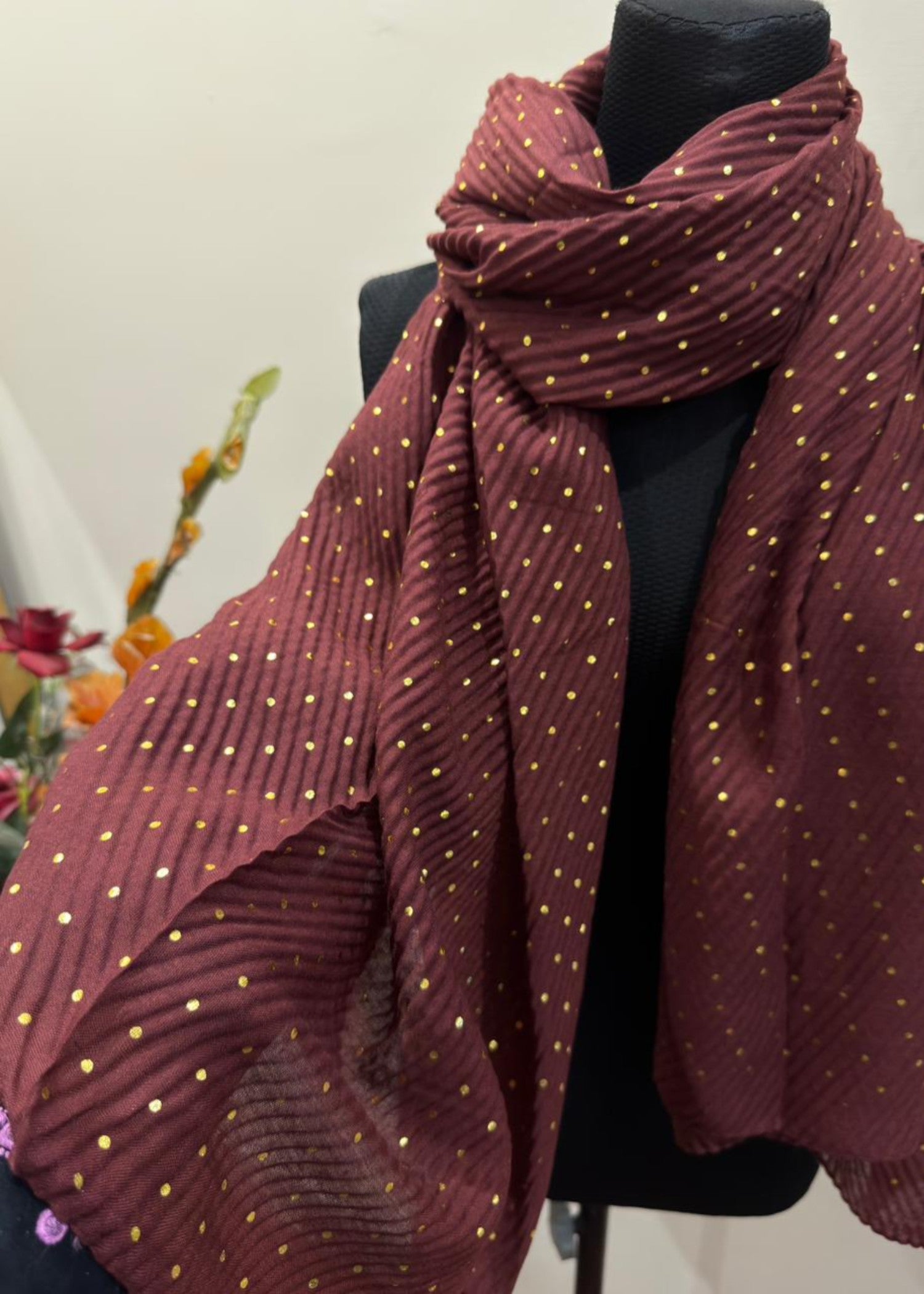 textured lawn Hijab in Maroon