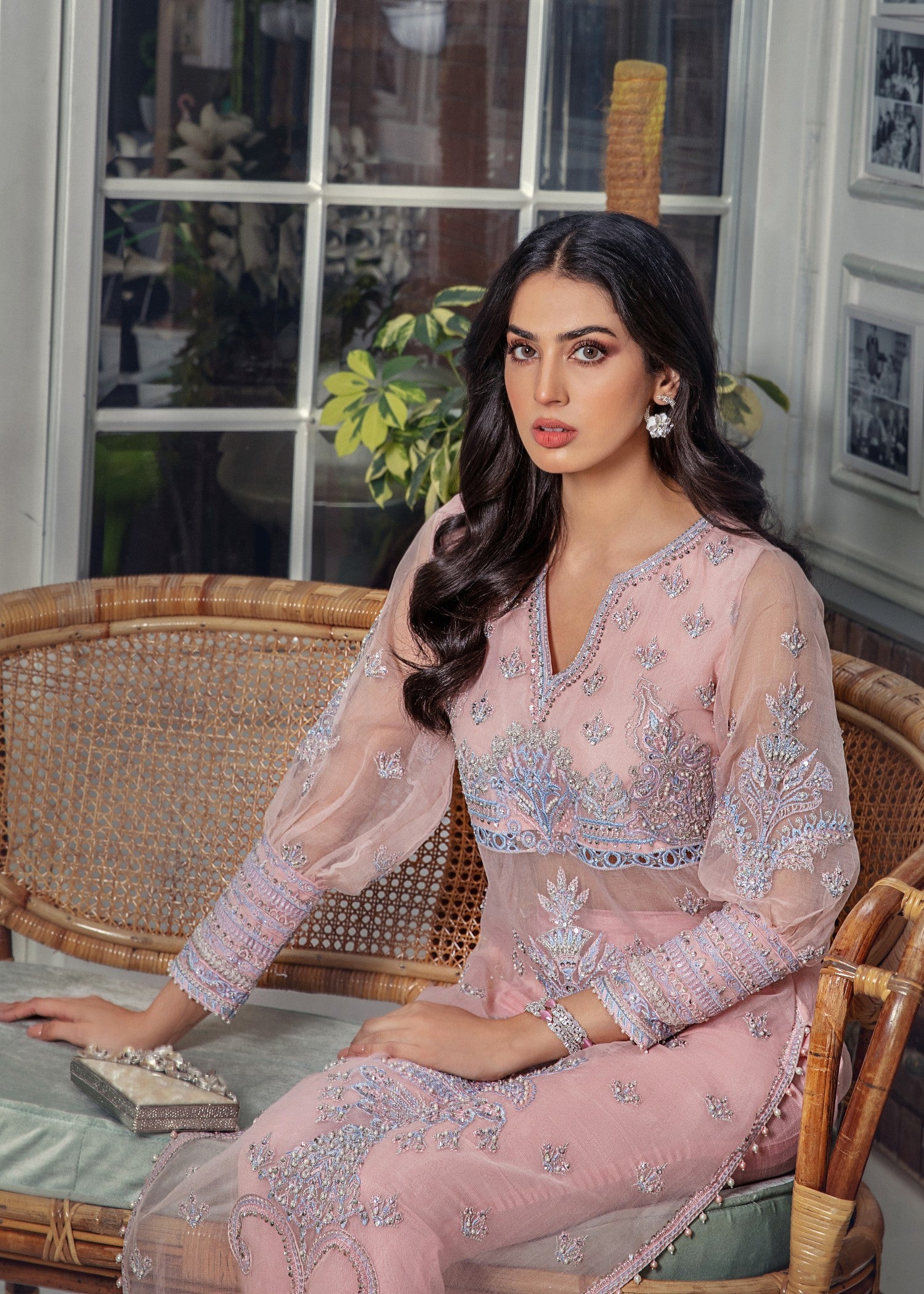 organza Kurta Set in Pink