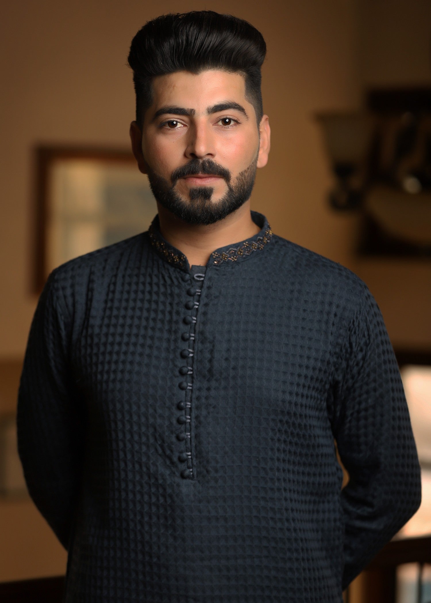 cotton dobby Kurta in Grey