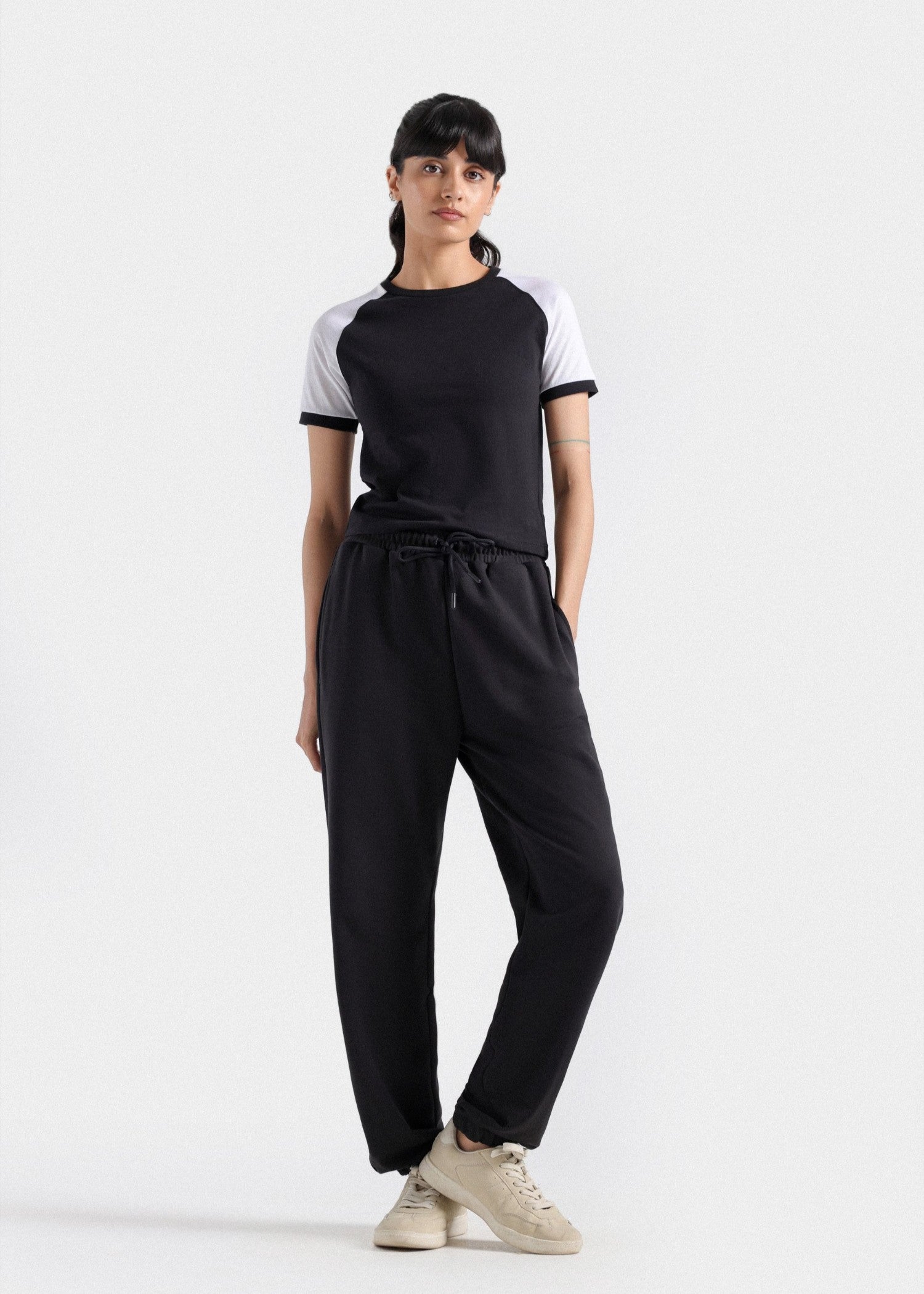 cotton T Shirt in Black, white