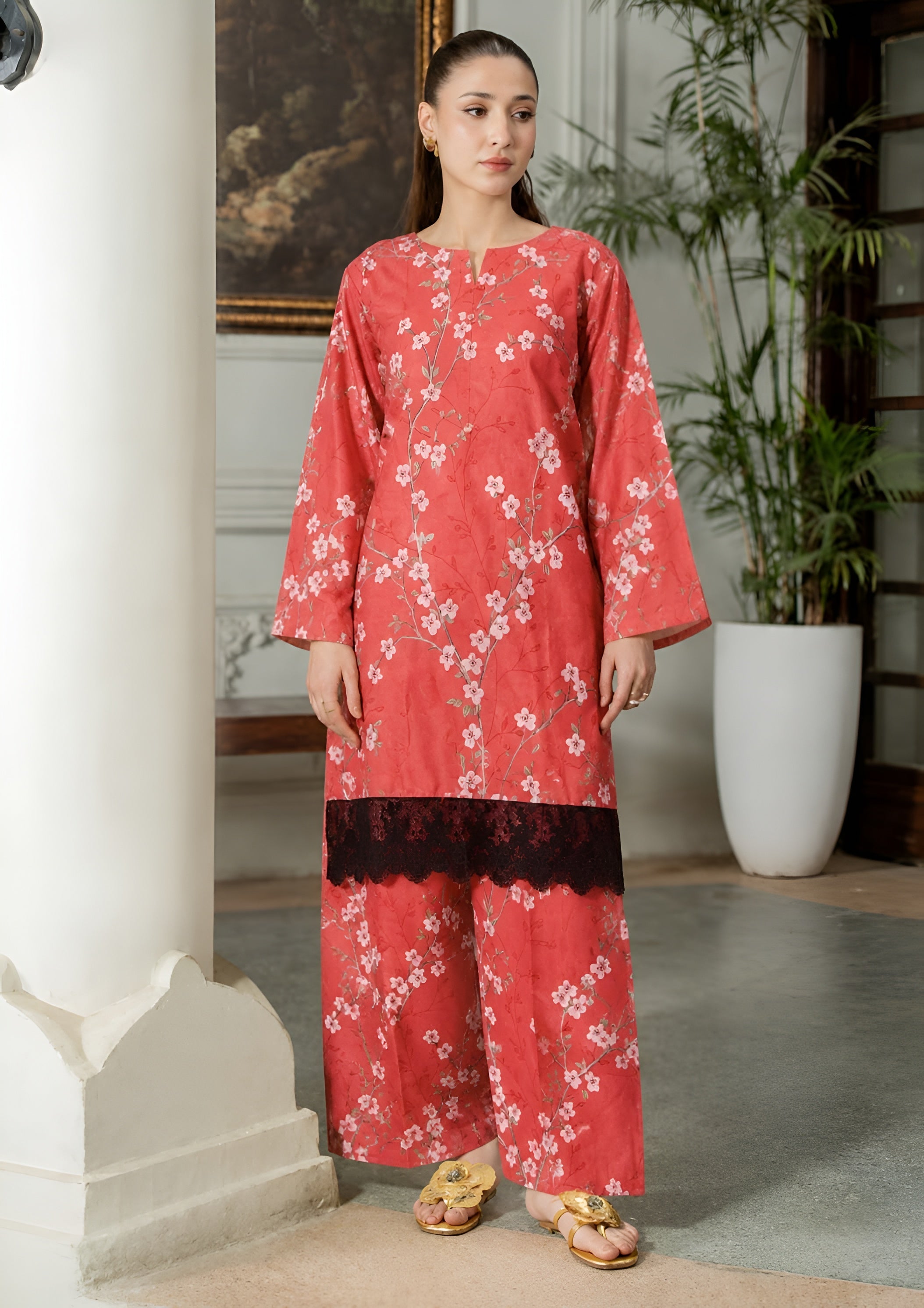 linen Co Ord Sets in Salmon pink