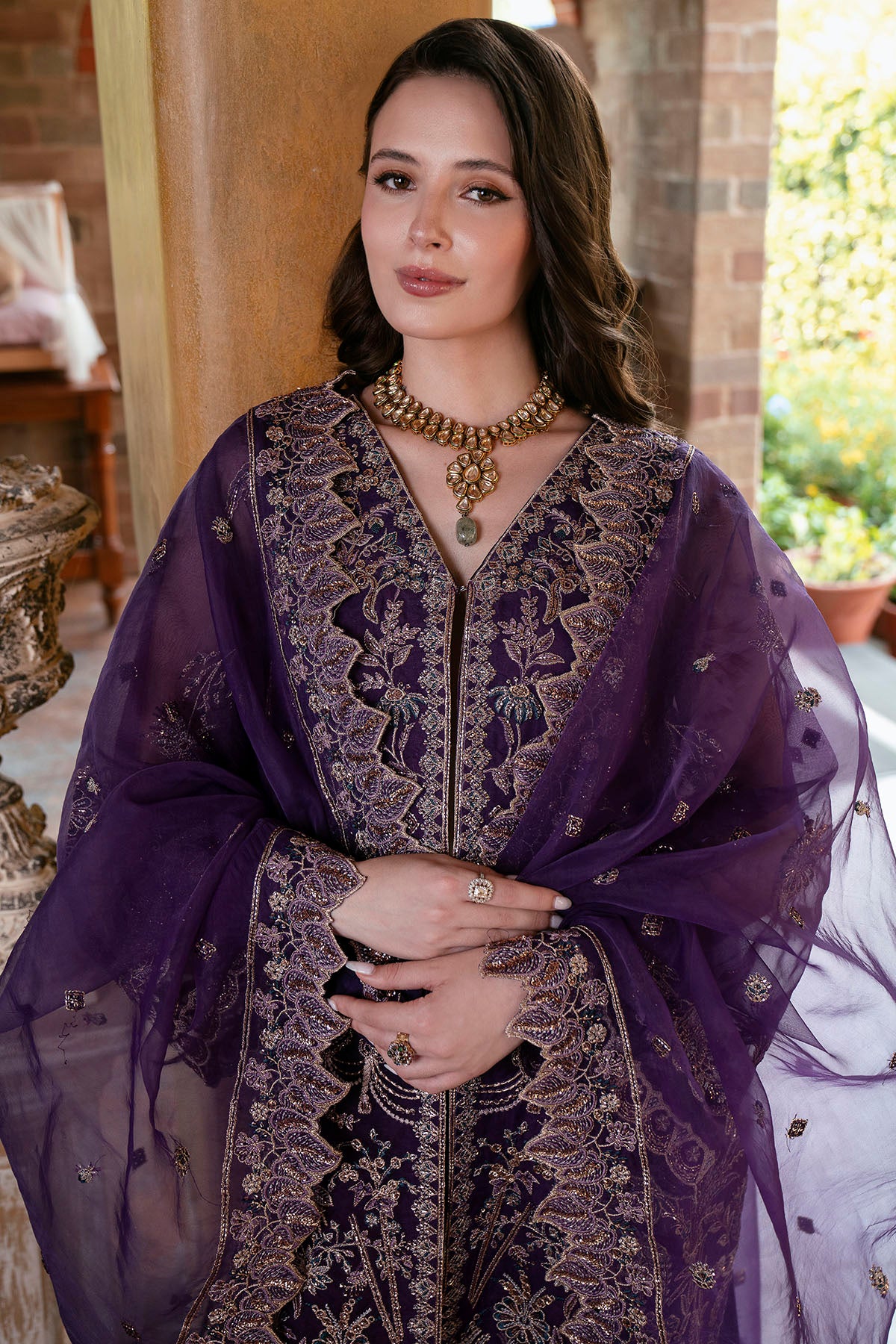 organza Kurta Set in Royal amethyst