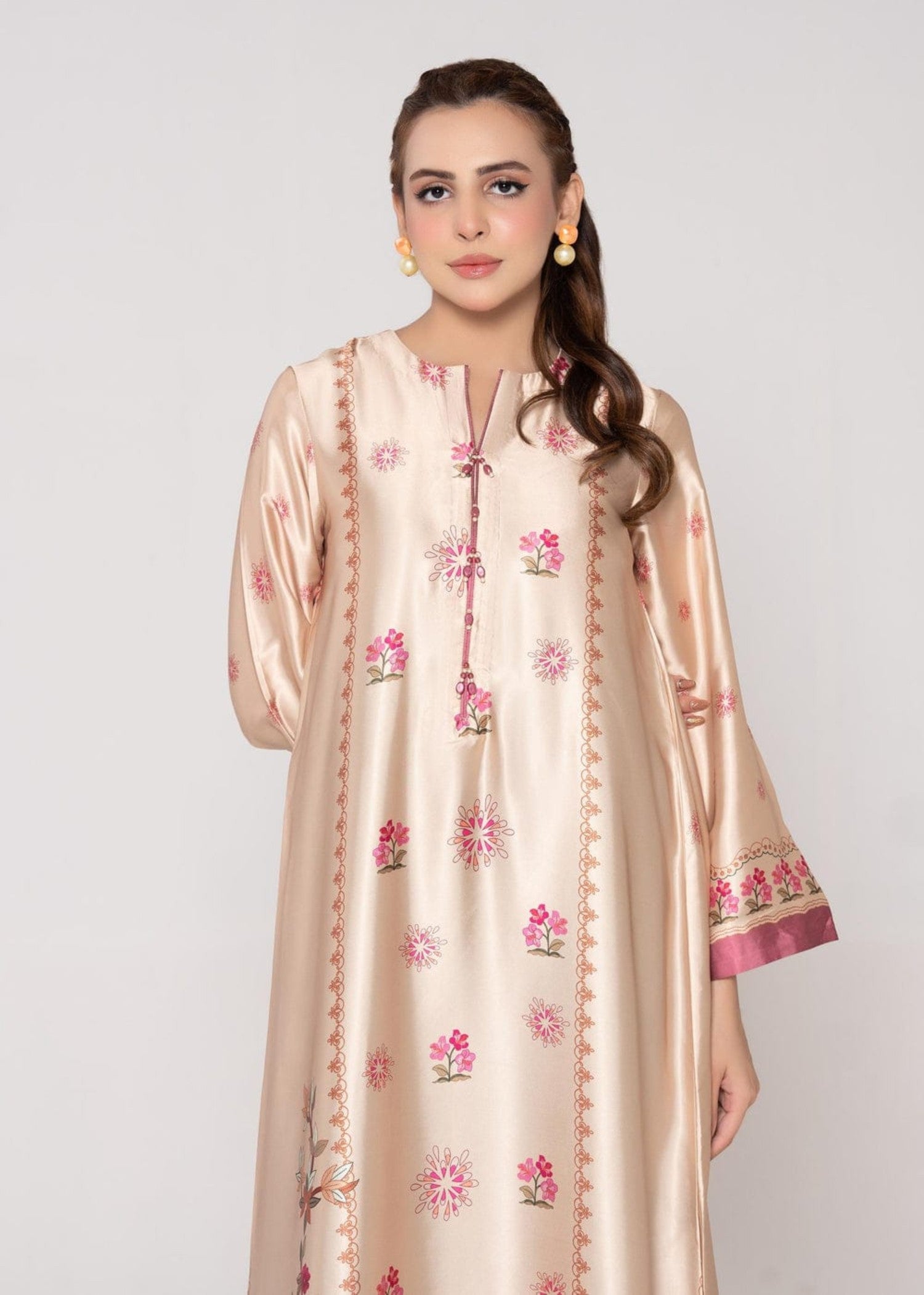 crepe silk Kaftan in Champagne