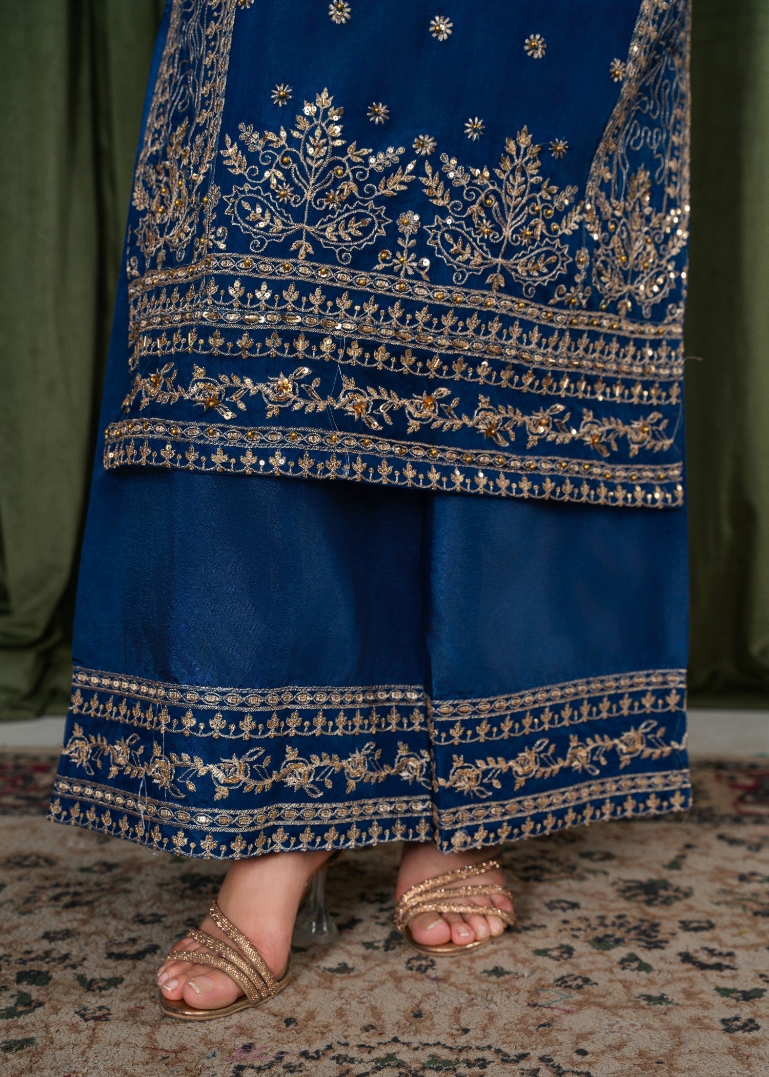 organza Kurta Set in Blue