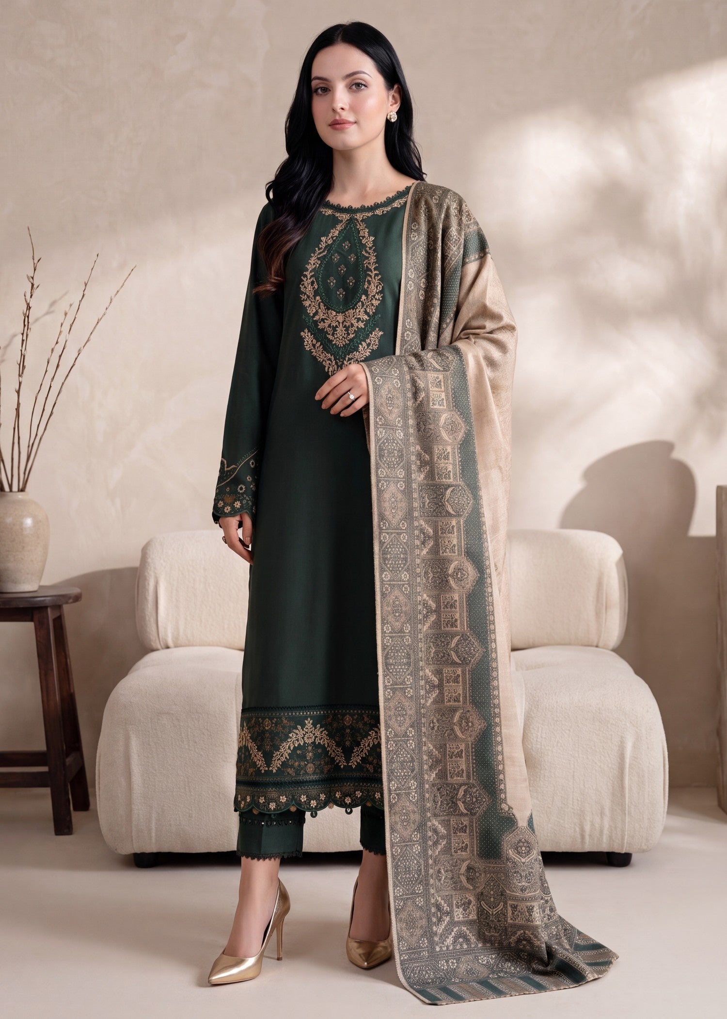 lawn Kurta Set in Green