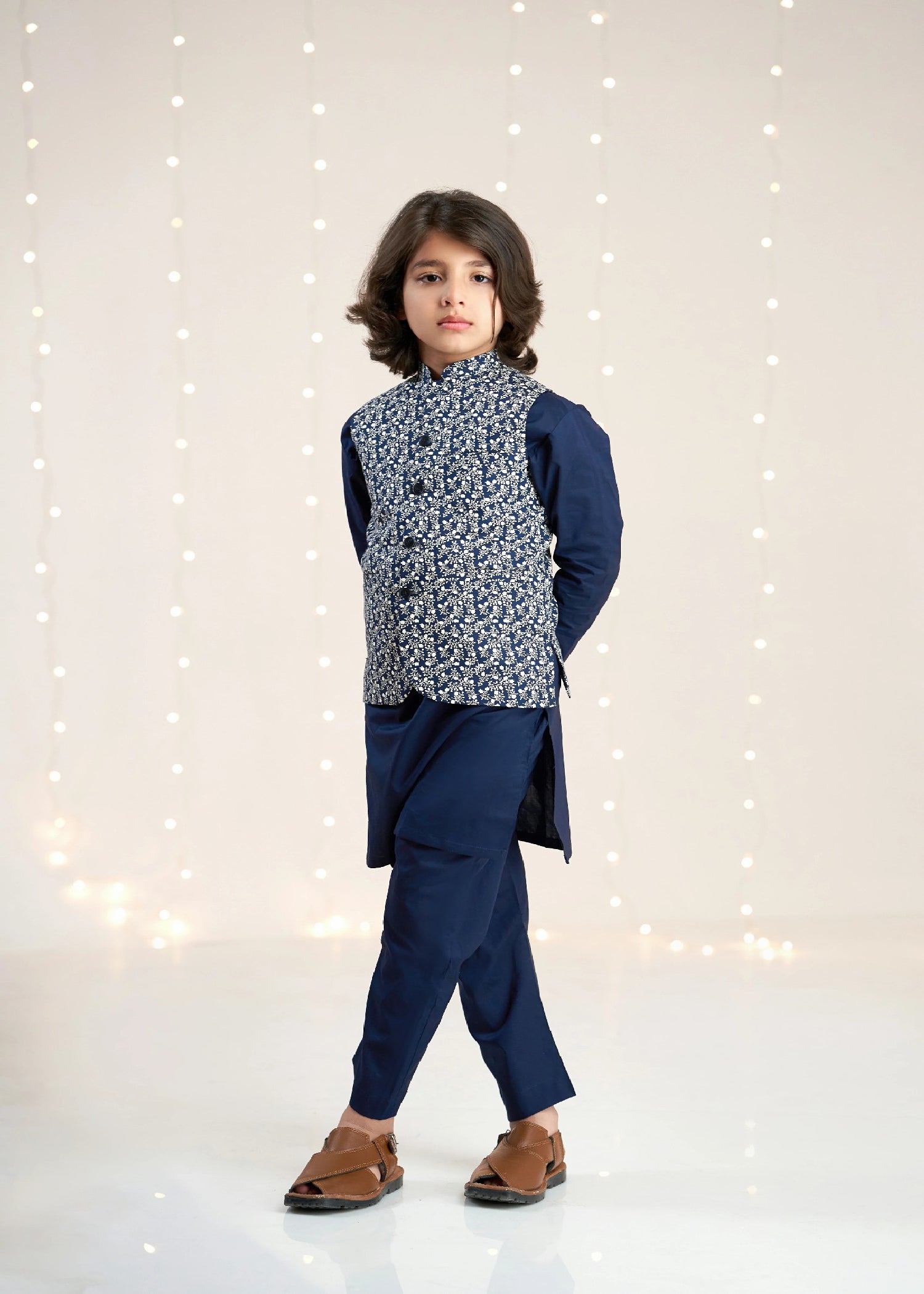 cotton Waistcoat in Navy blue