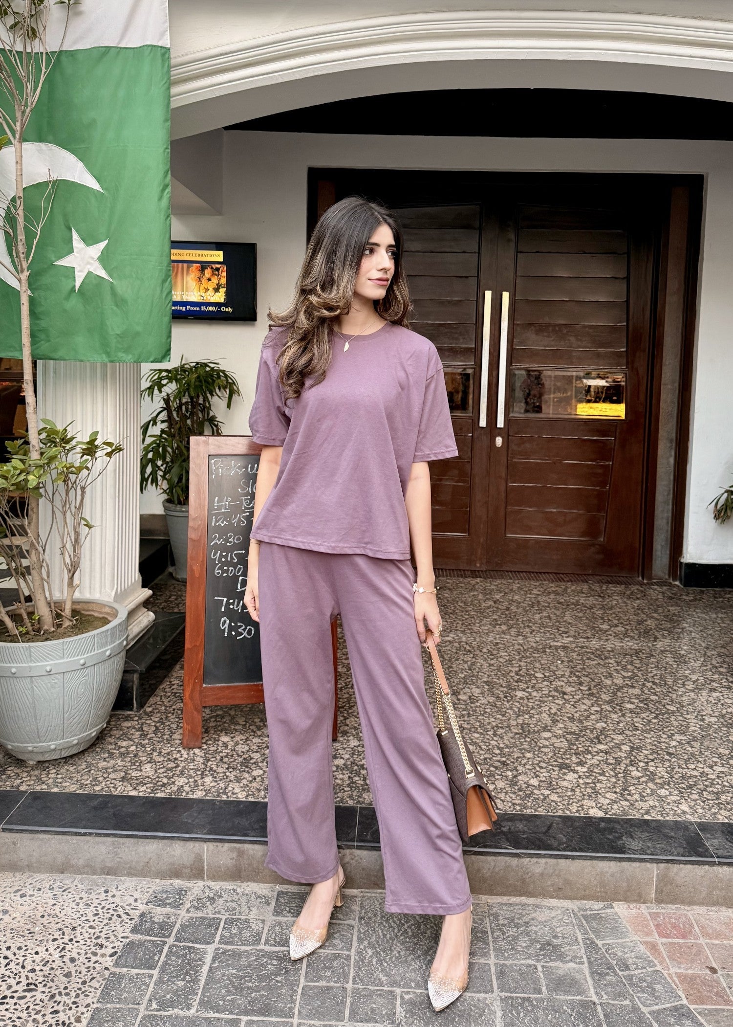 cotton jersey Co Ord Sets in Mauve pink