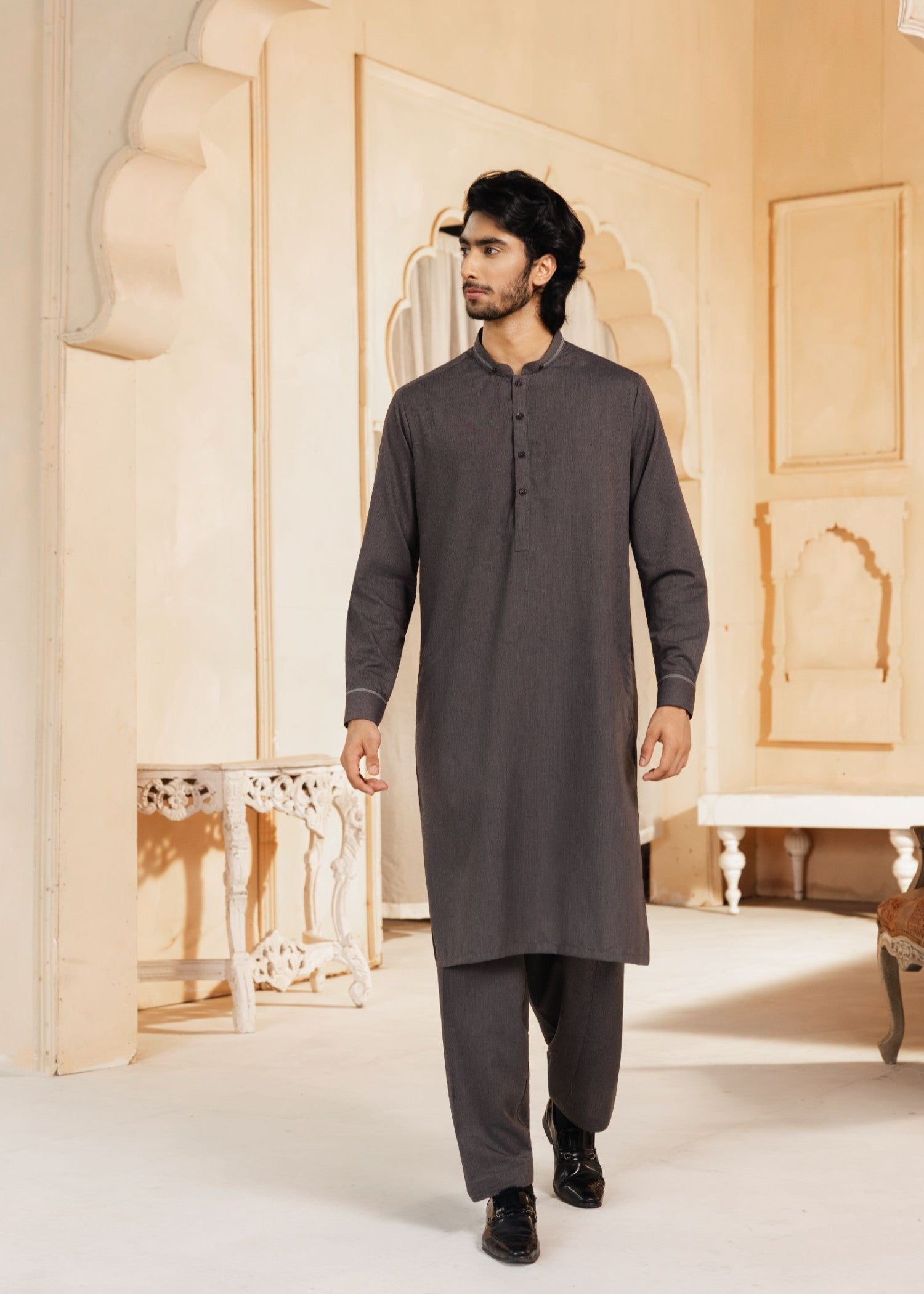 wash & wear Shalwar Kameez in Charcoal