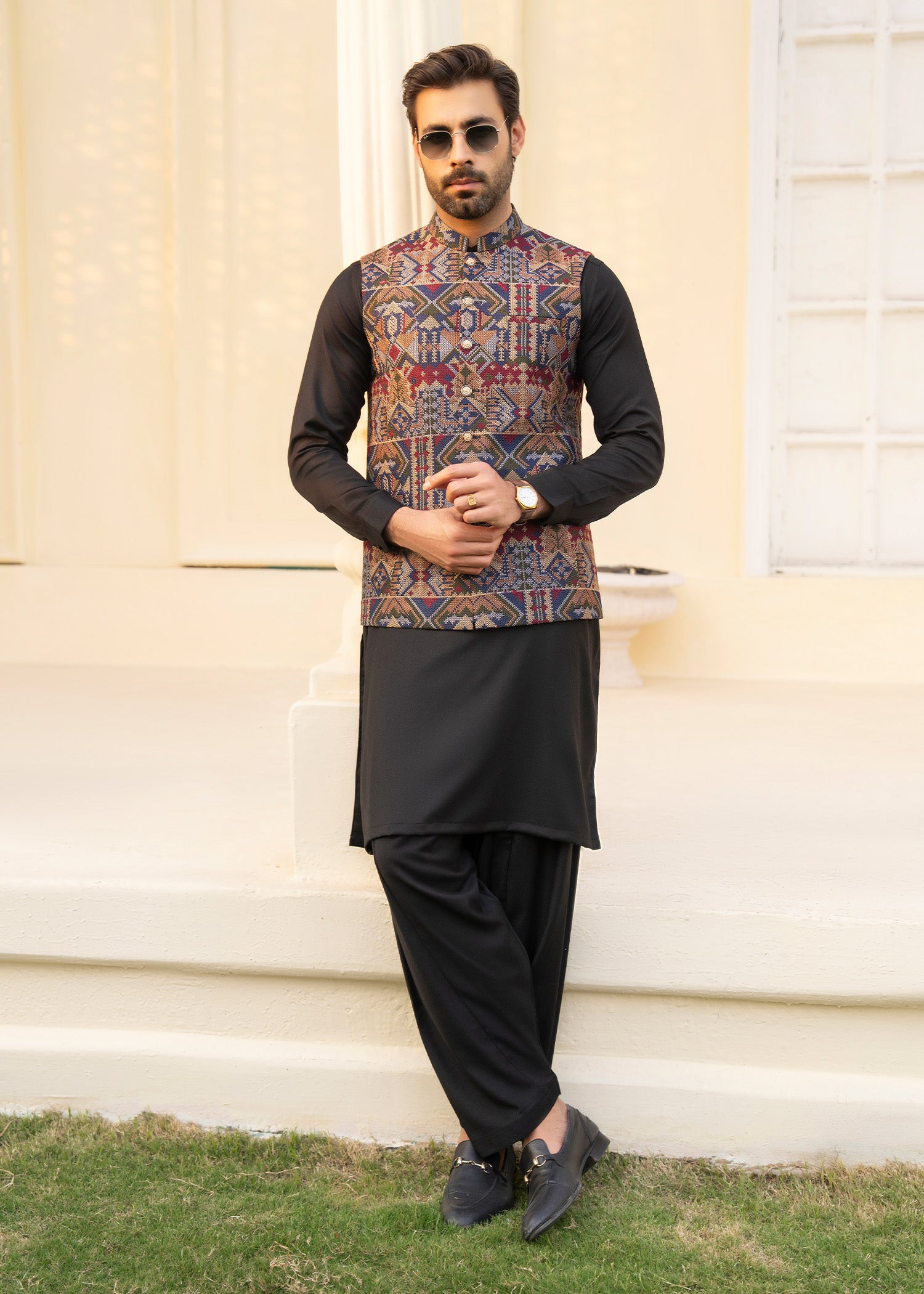 blended kattan silk Waistcoat in Multi