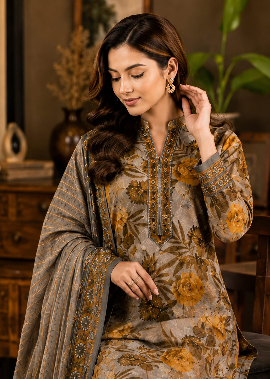 lawn Unstitched in Amber, hazelwood brown