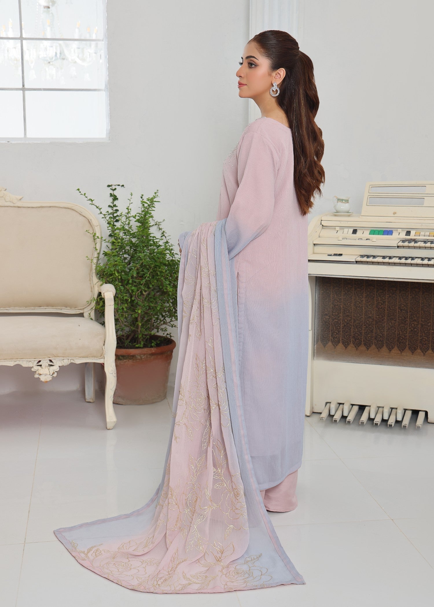 chiffon Kurta Set in Multi