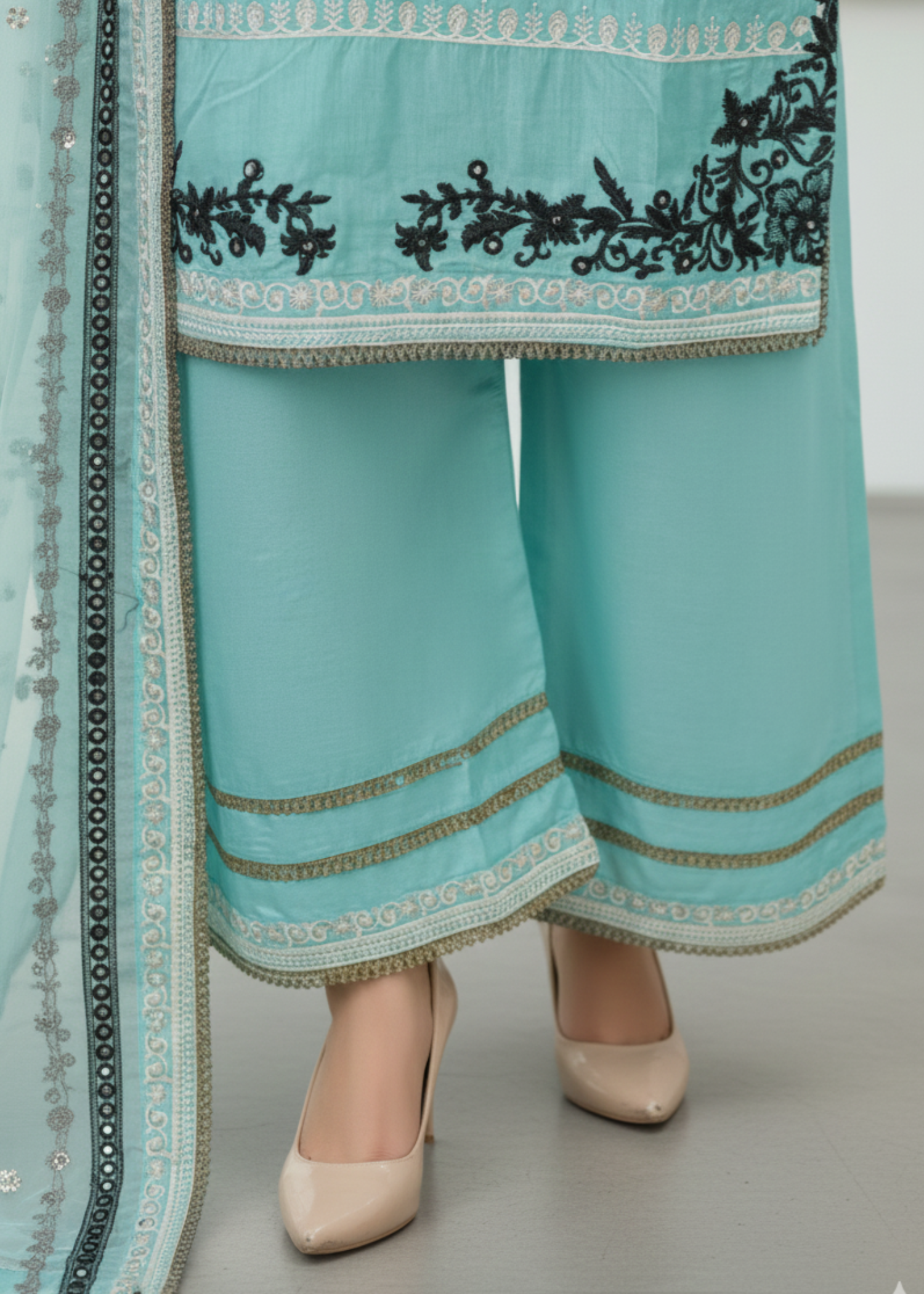 raw silk Kurta Set in Baby blue
