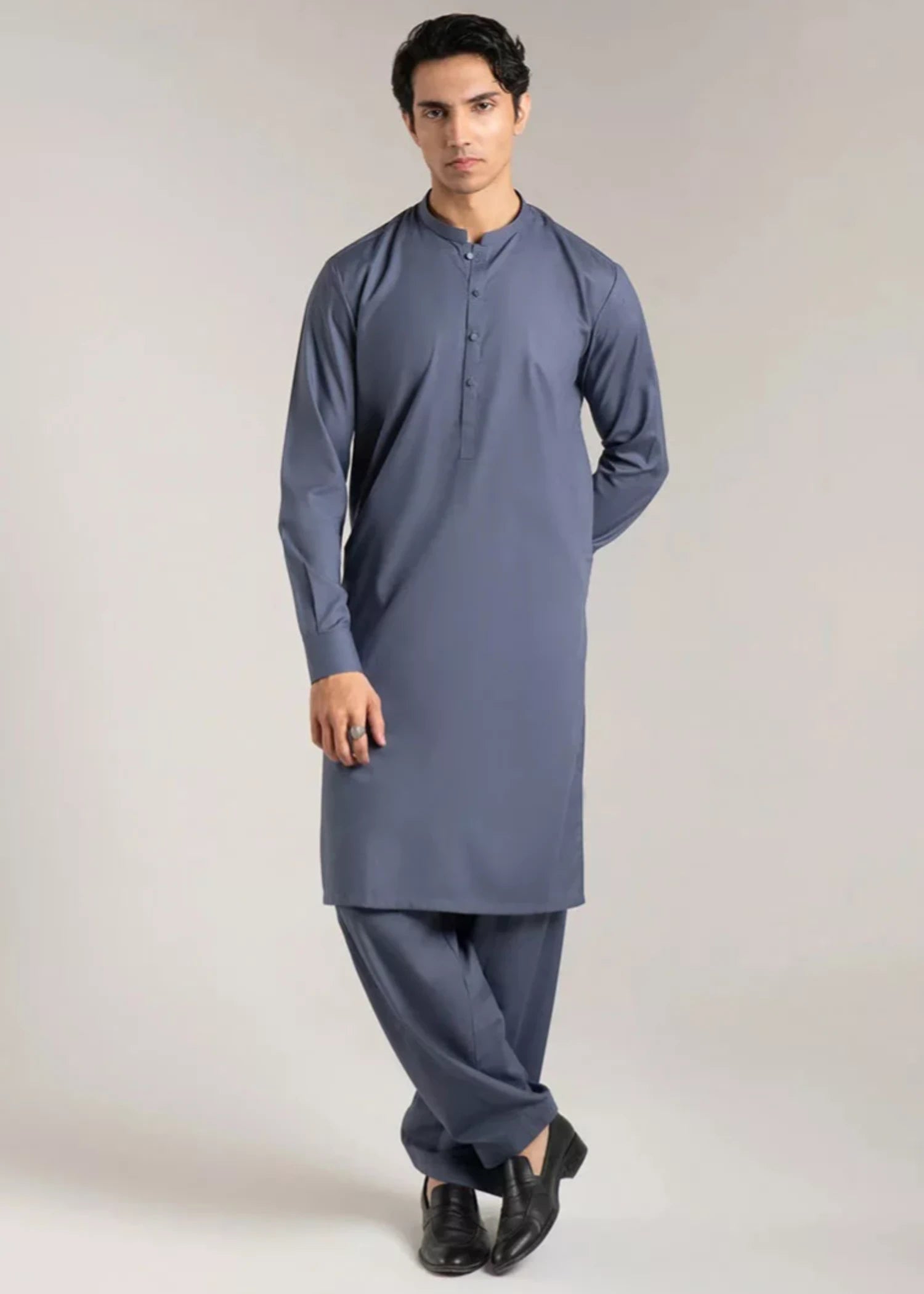 wash & wear Shalwar Kameez in Steel blue