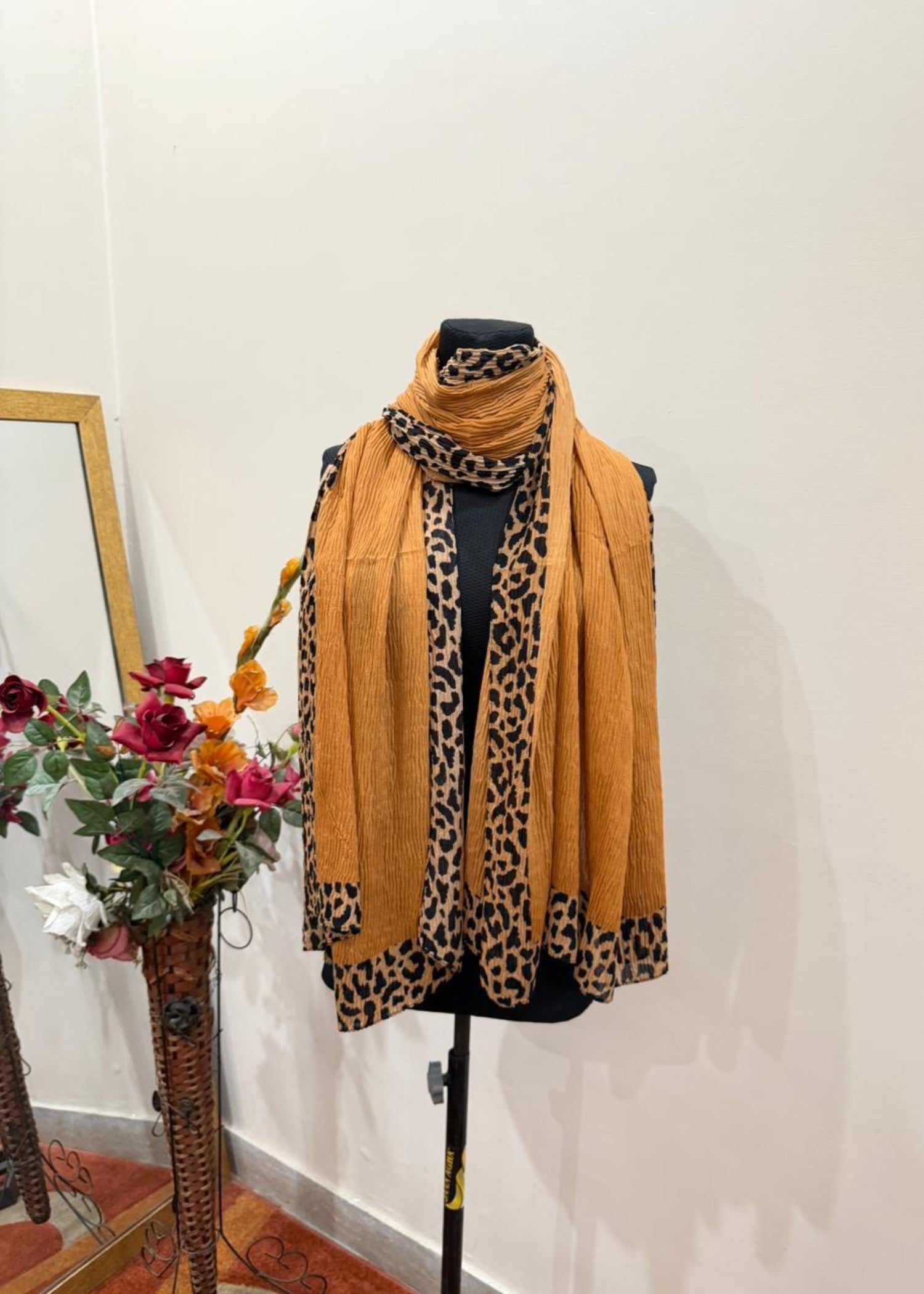 textured lawn Hijab in Yellow-orange