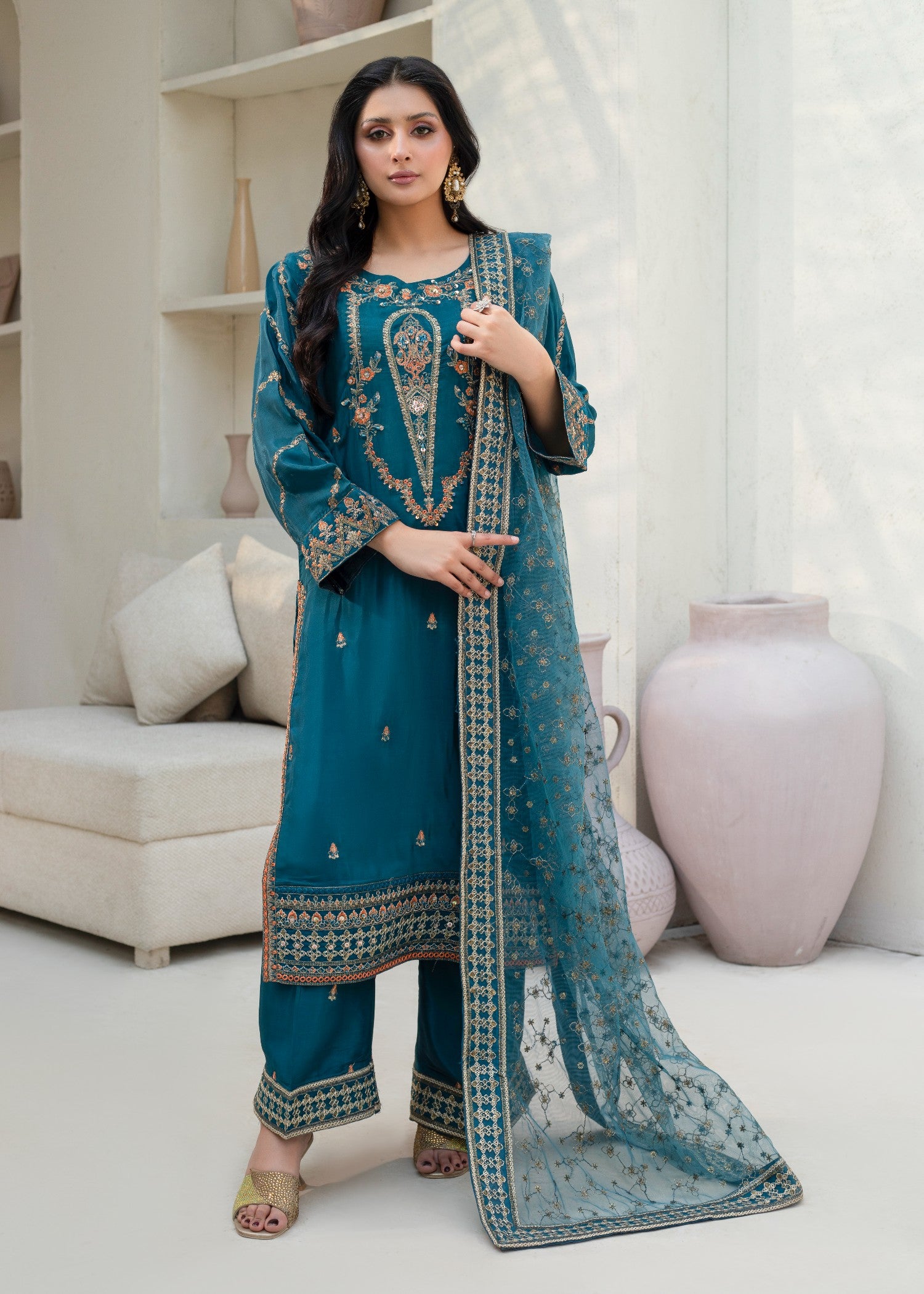 pure silk Kurta Set in Pine green