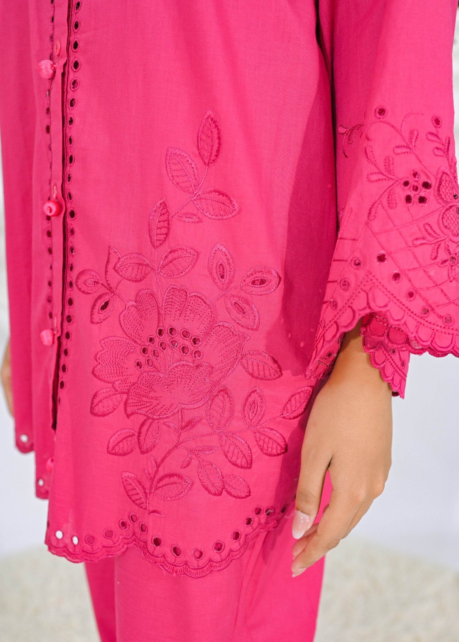 cotton Co Ord Sets in Hot pink red