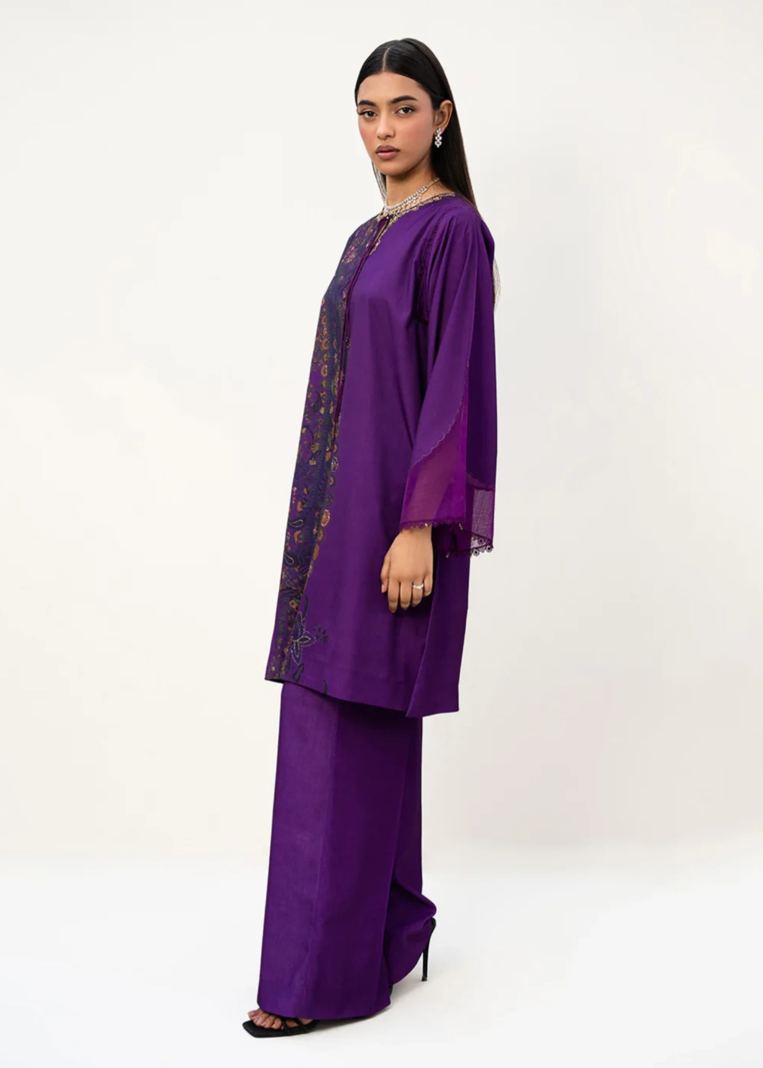crepe Kurti in Purple