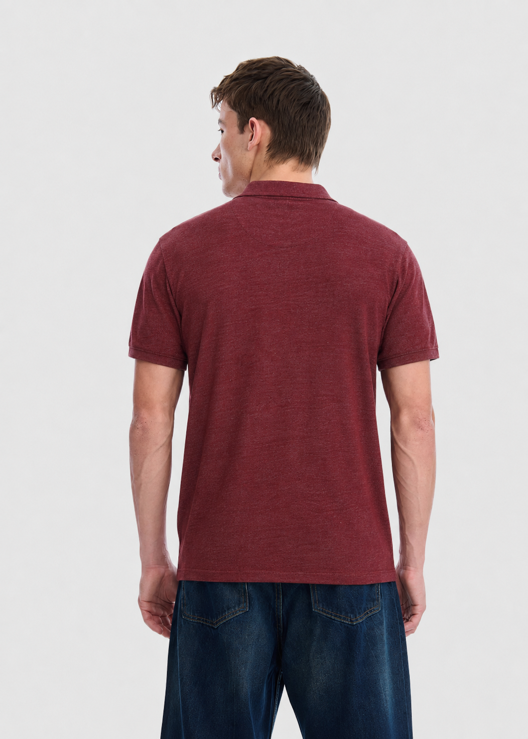 cotton pique Polo Shirt in Burgundy, maroon