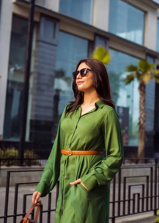linen Dress in Green