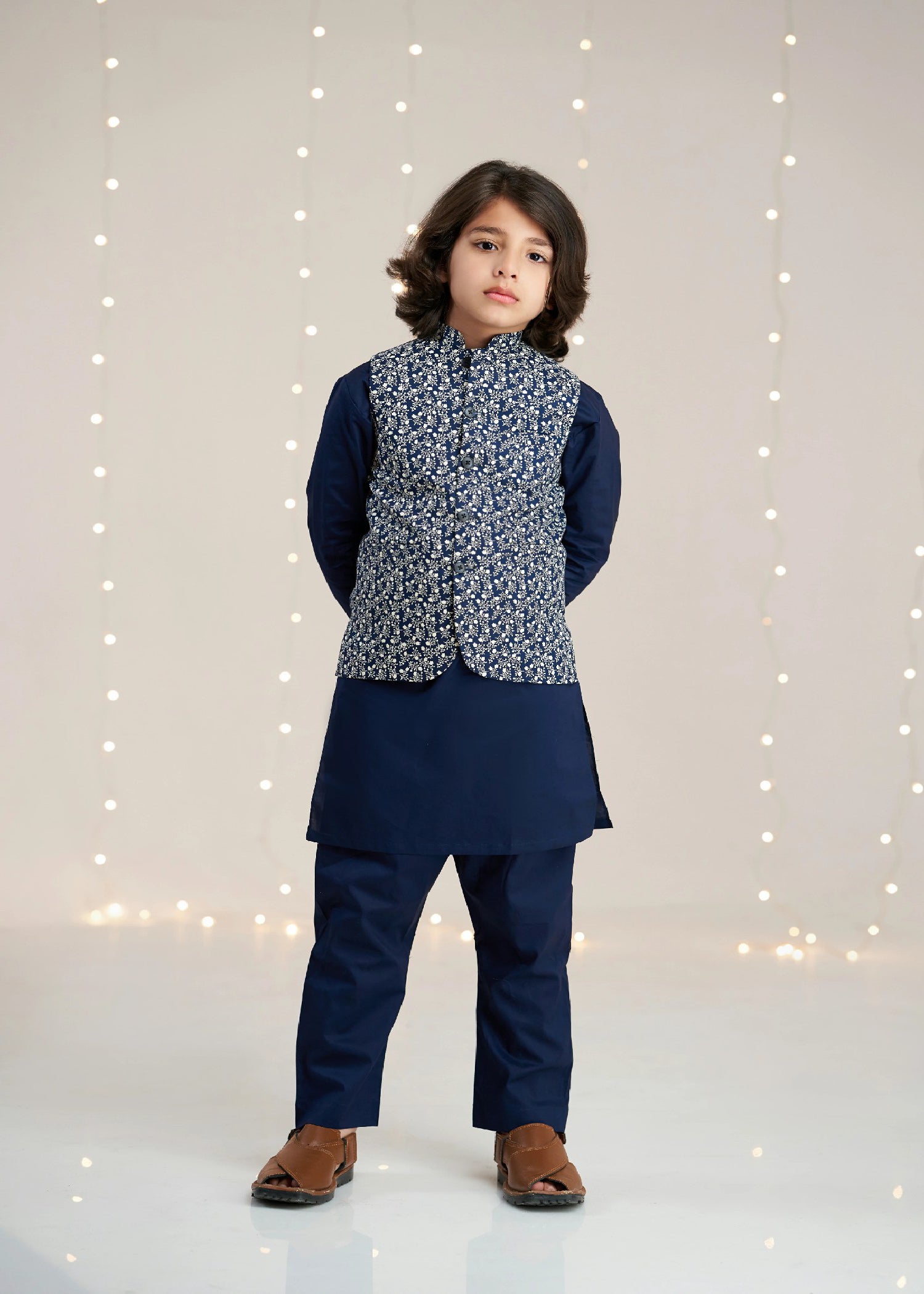 cotton Waistcoat in Navy blue