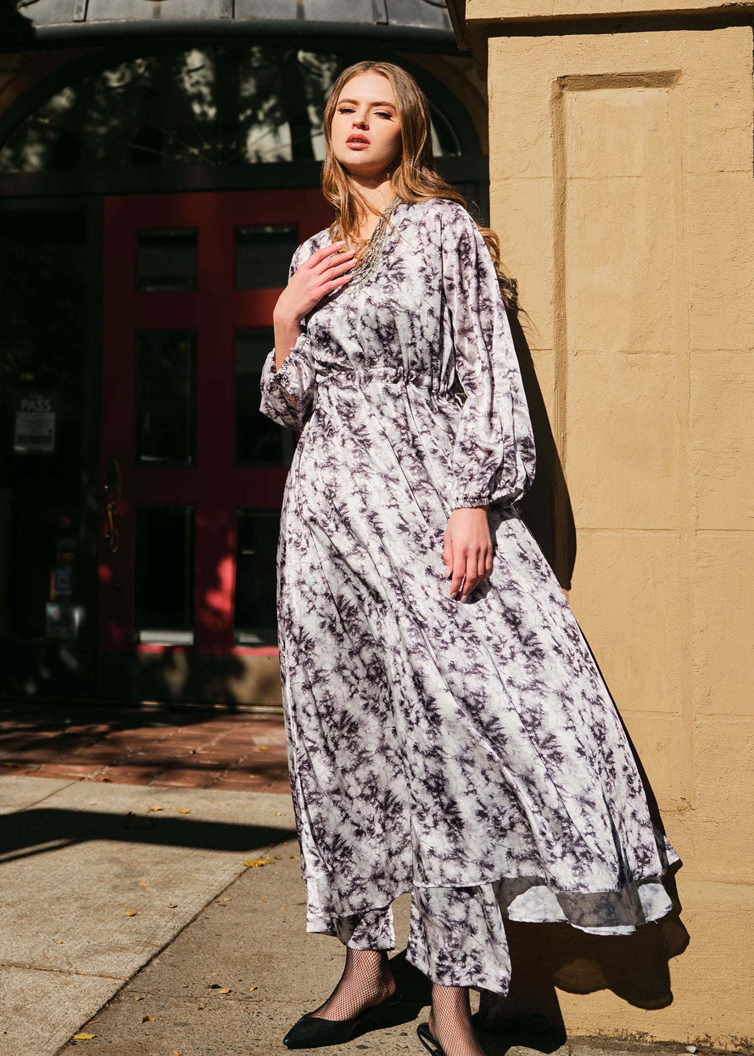 silk Dress in Grey