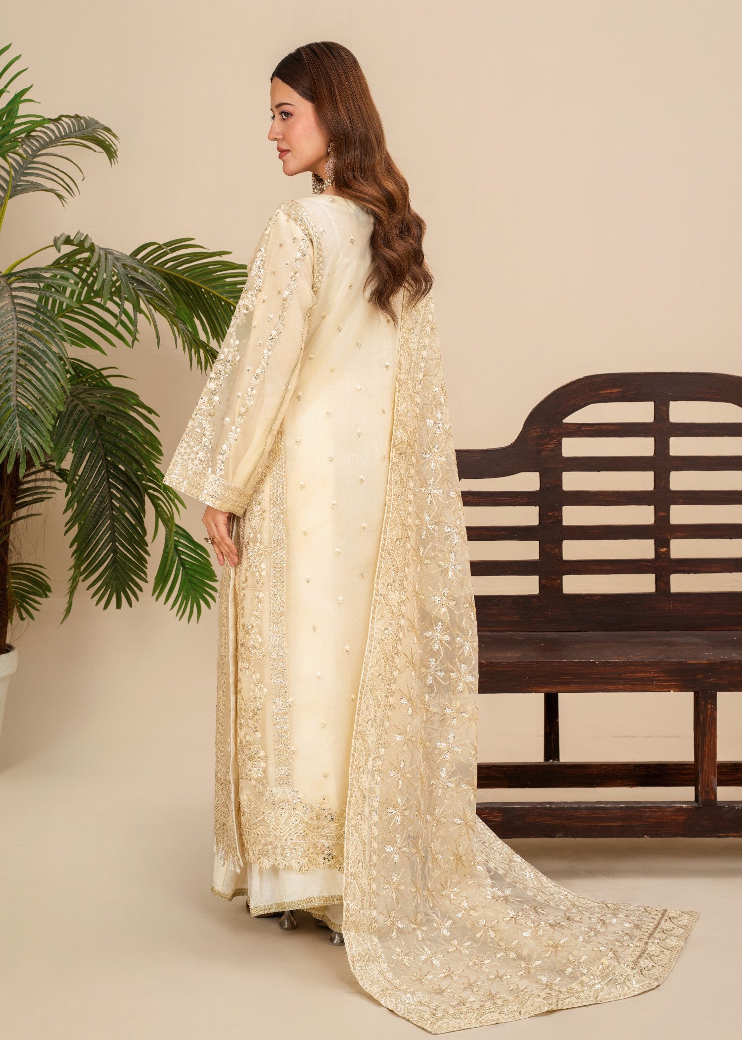 organza Kurta Set in Lemon chiffon