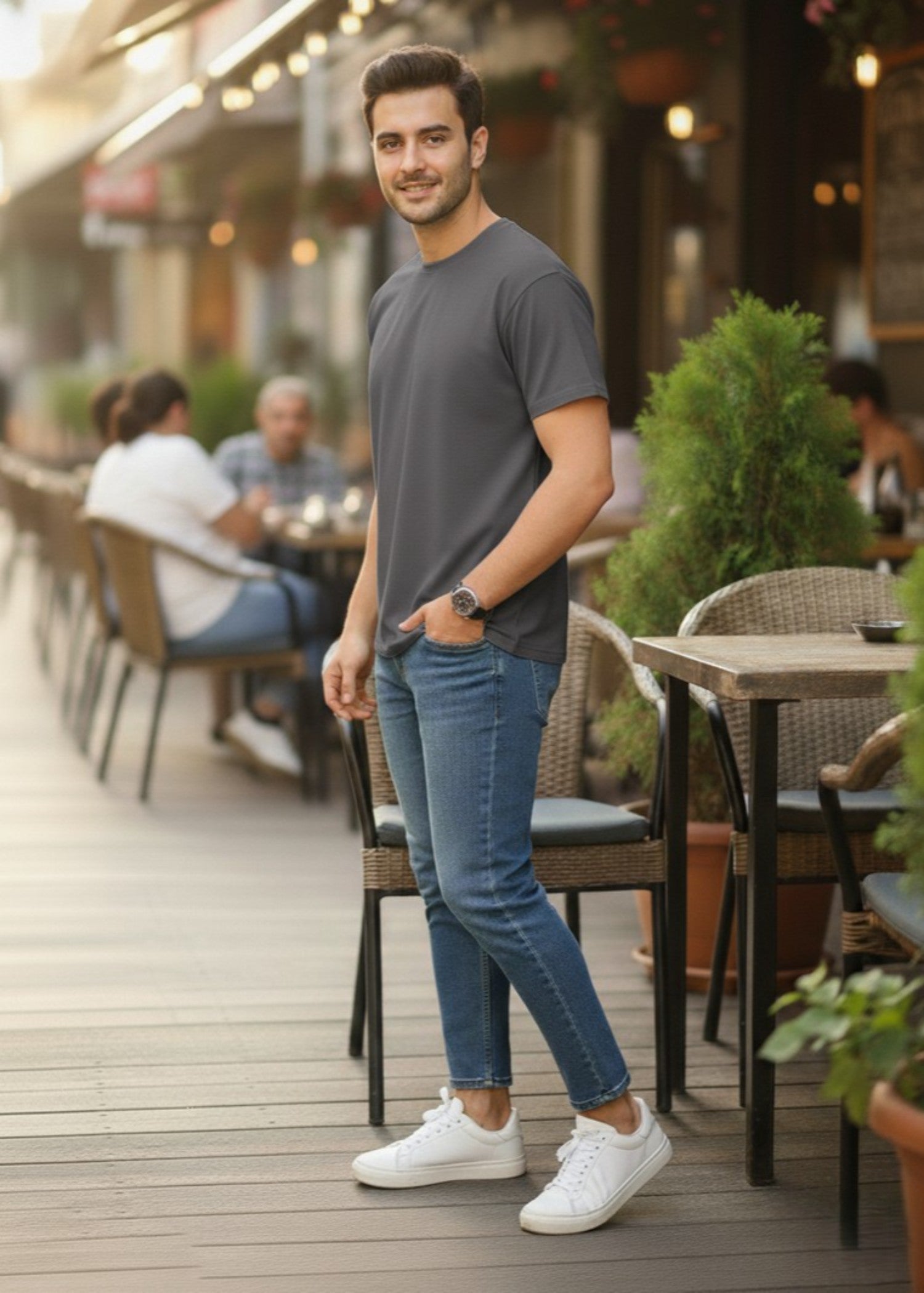 polycotton T Shirt in Charcoal by Octopus