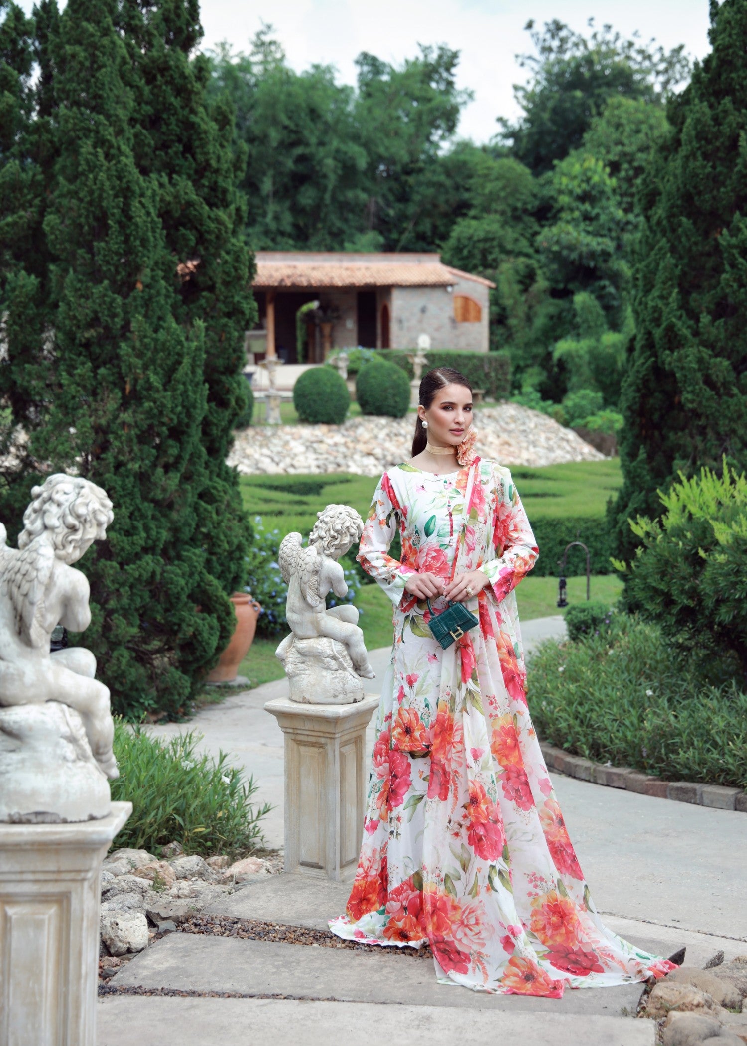 lawn Sharara in White