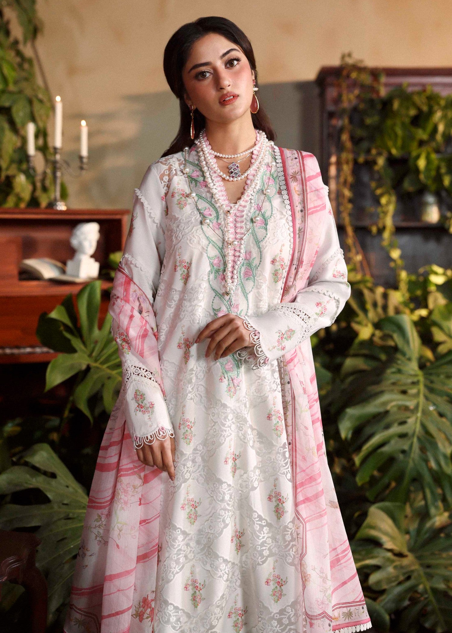 swiss voil Kurta Set in White