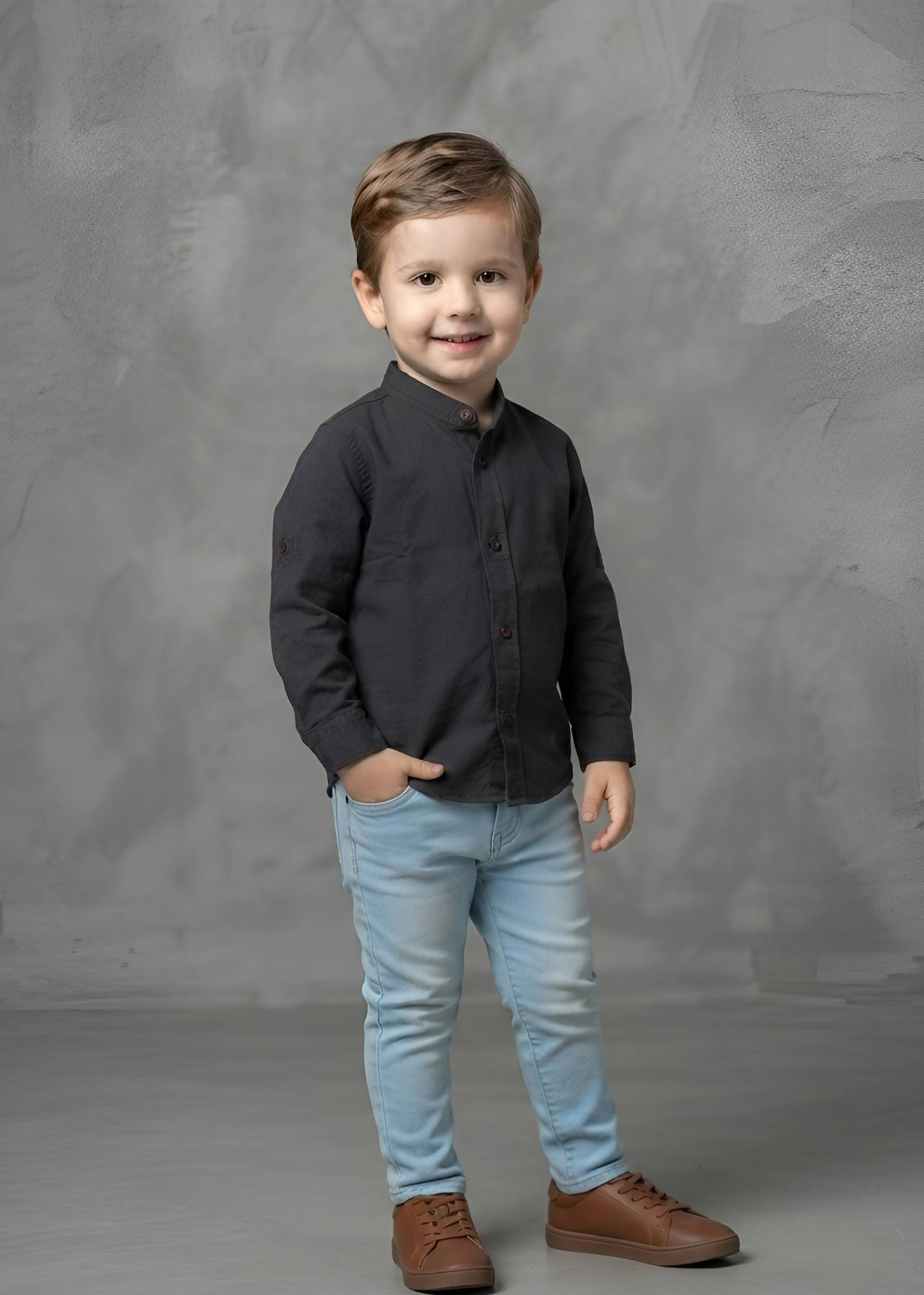 cotton Casual Shirt in Charcoal